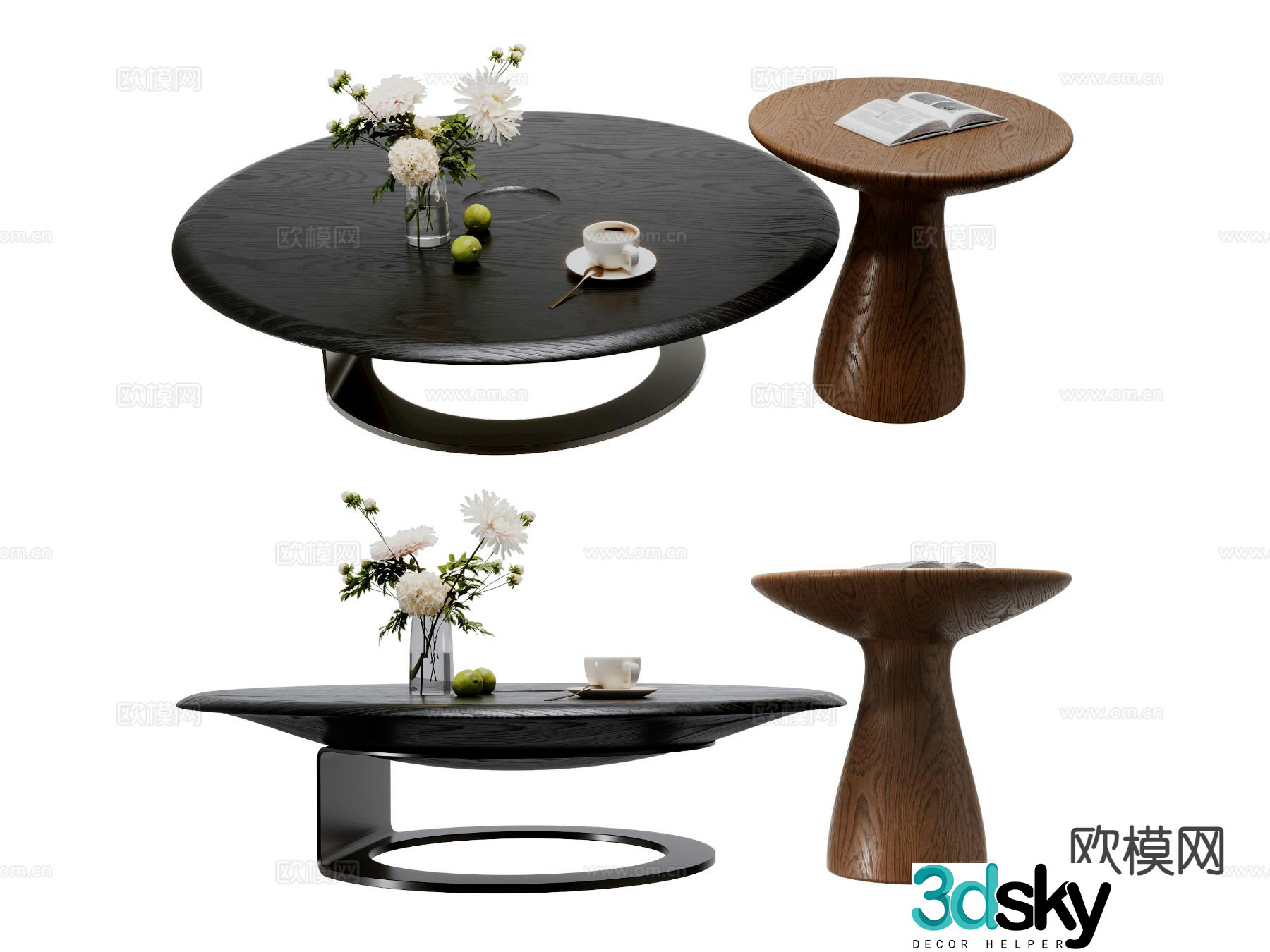 Modern double coffee table 3d model