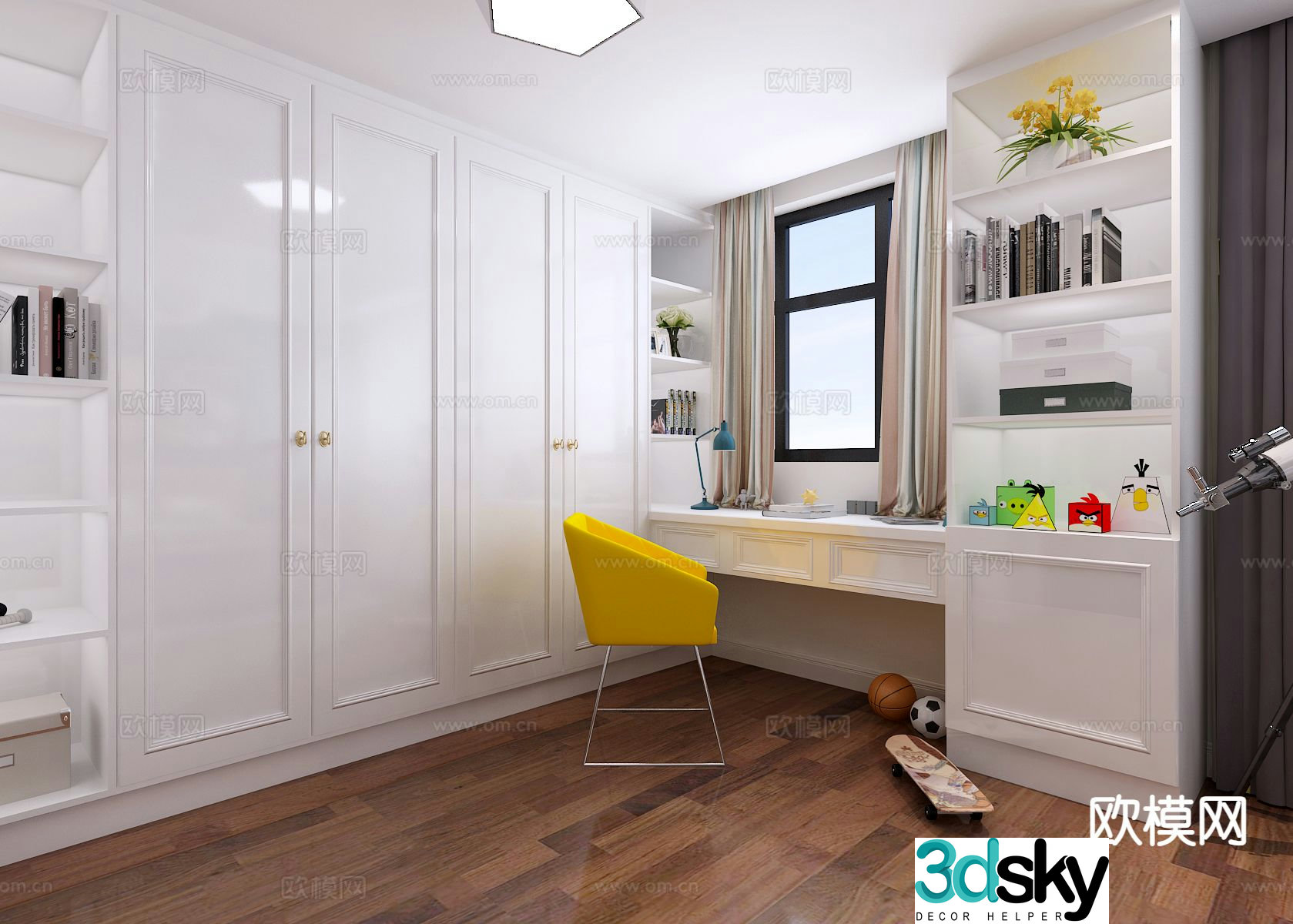 Modern study room 3d model