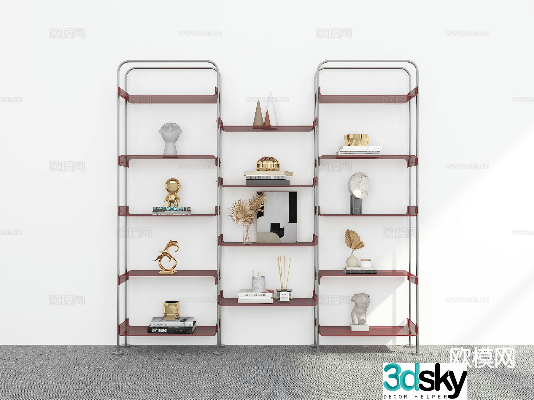 Modern bookshelf display rack storage rack 3d model