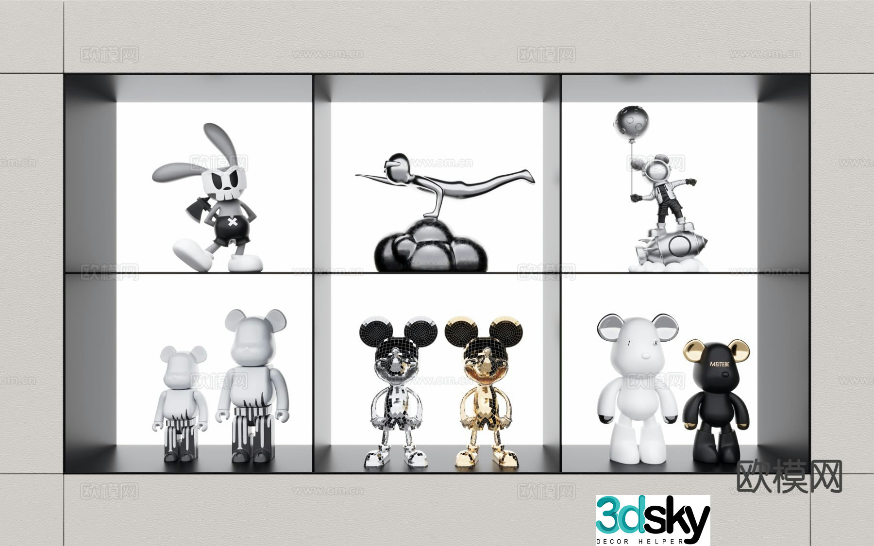 Mickey bunny trendy ornament 3d model