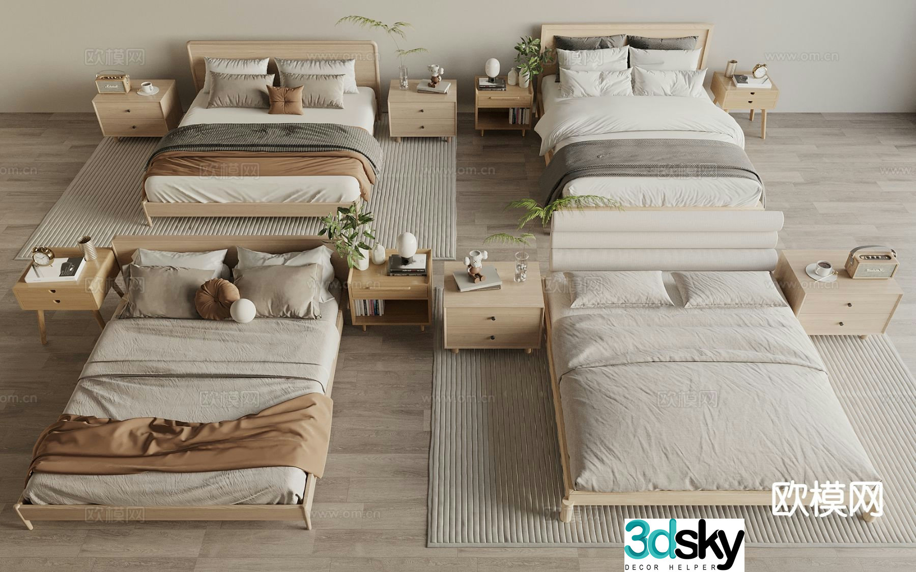 Modern double bed 3d model