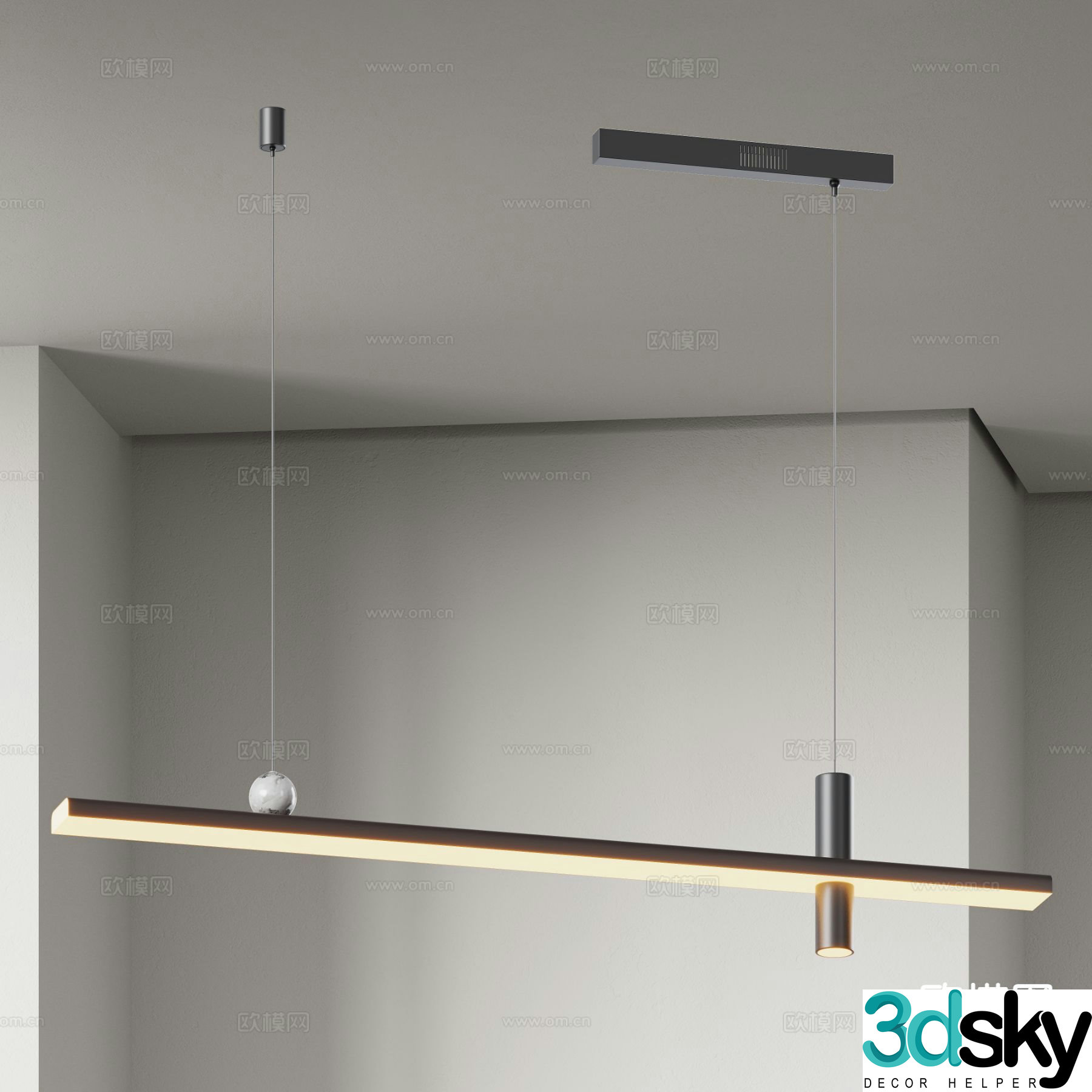 Light luxury chandelier straight chandelier 3d model