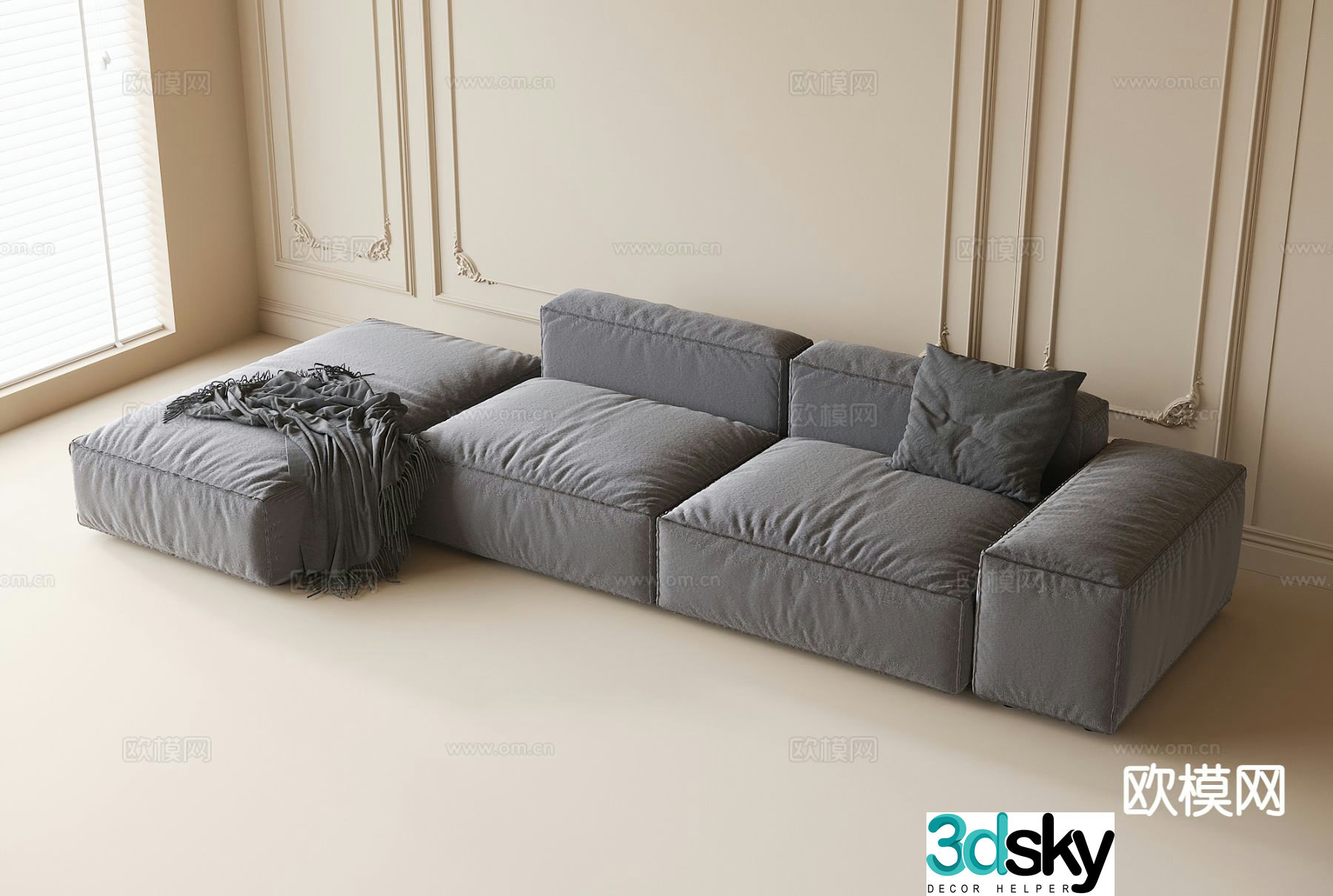 Modern multi-seater sofa corner sofa 3d model