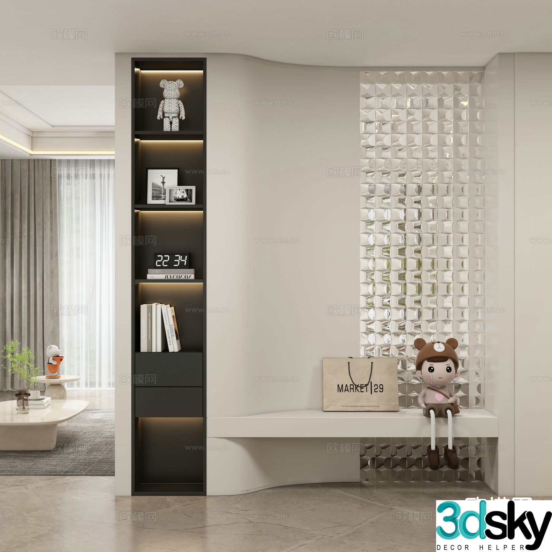 Cream style entrance hall entrance hall aisle 3D model