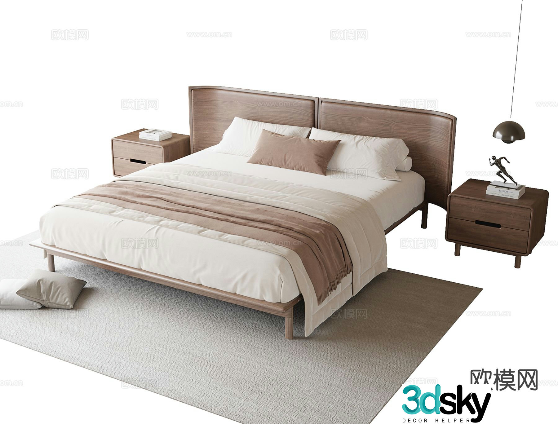 Modern double bed 3d model