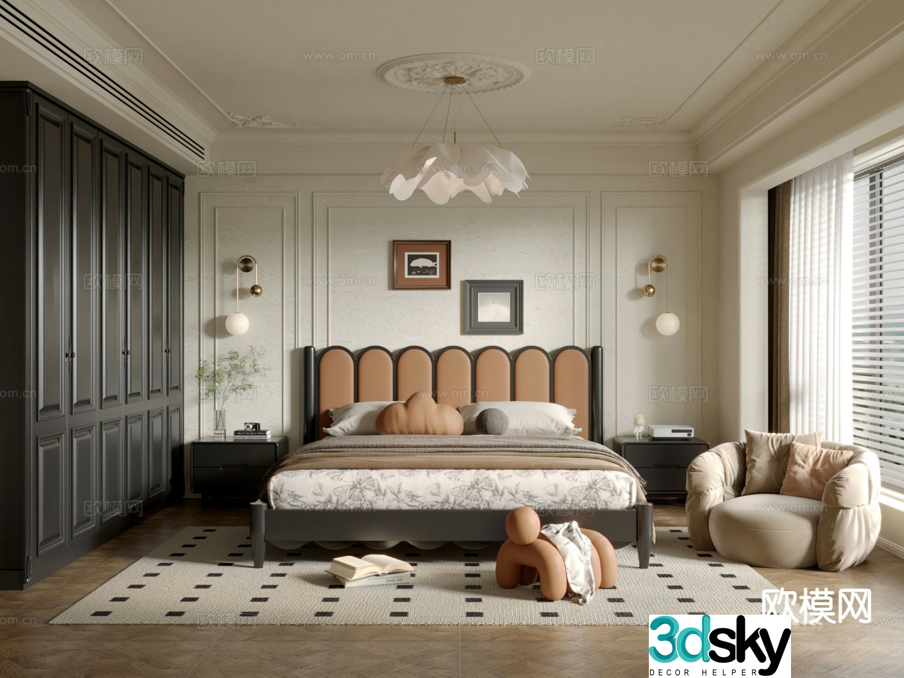 Medieval style bedroom master bedroom 3d model