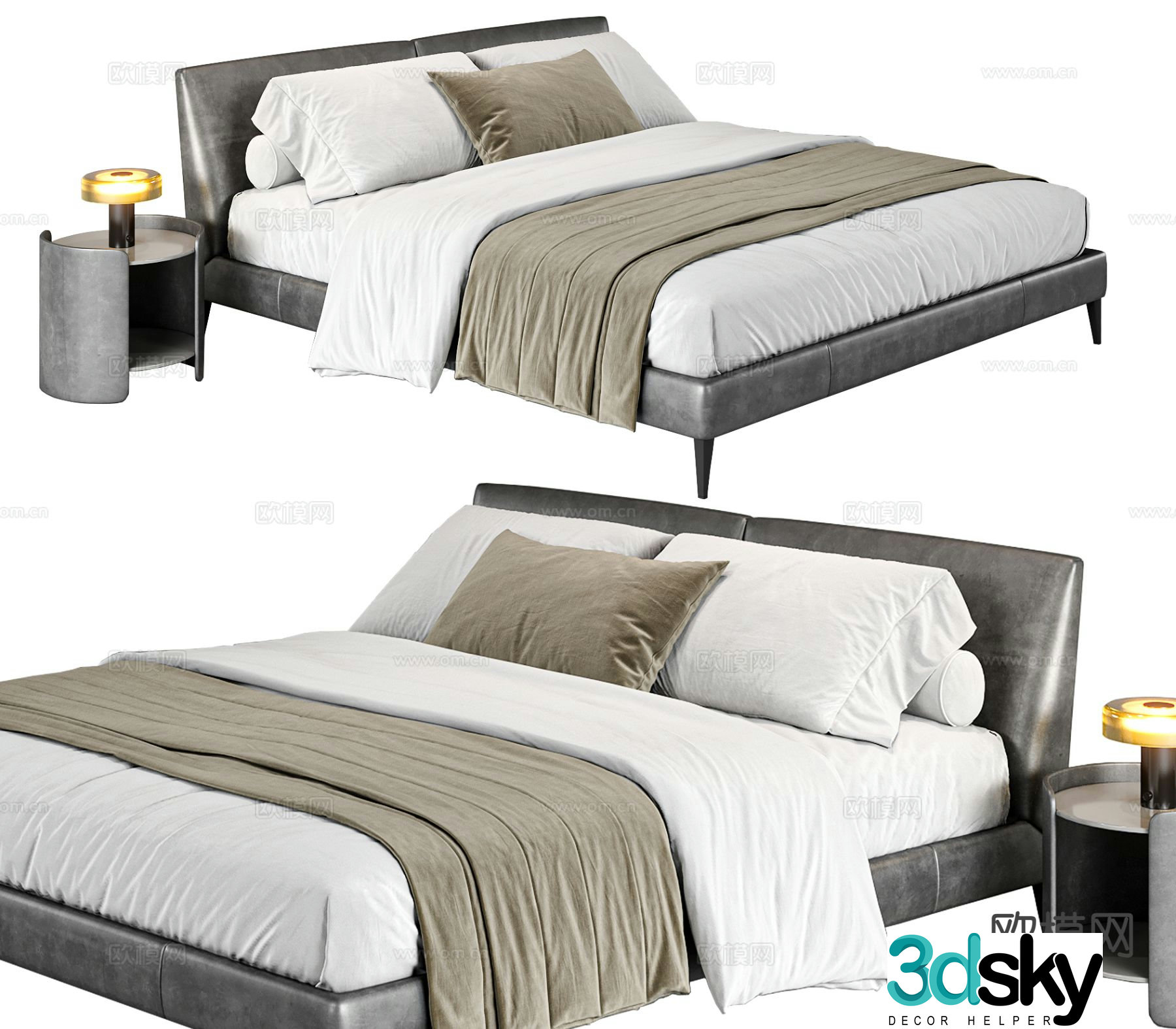 Modern double bed 3d model
