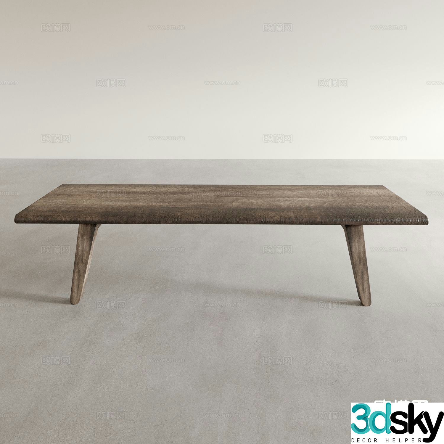 Log style dining table 3D model