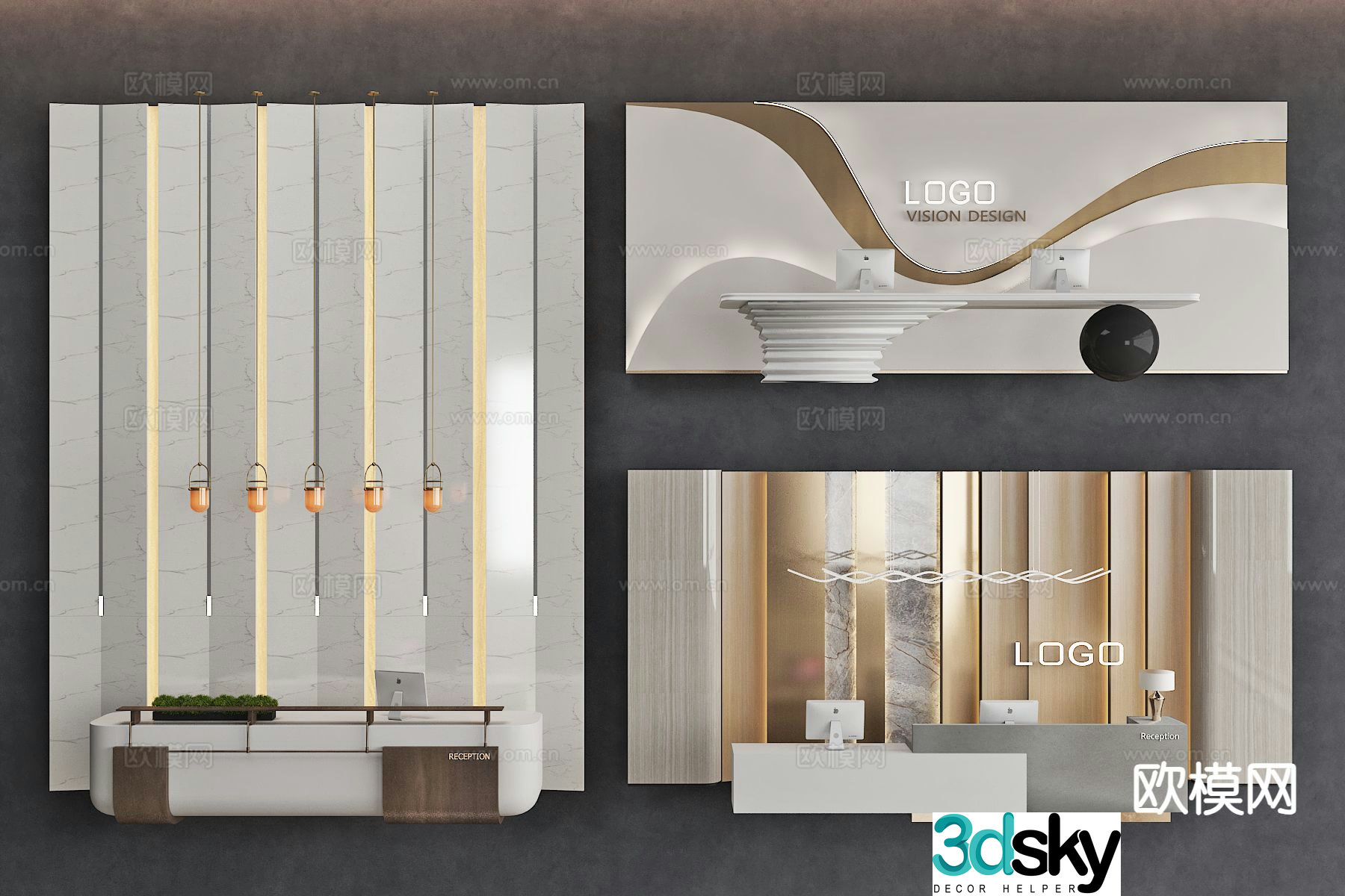 Modern front desk reception desk service desk 3d model