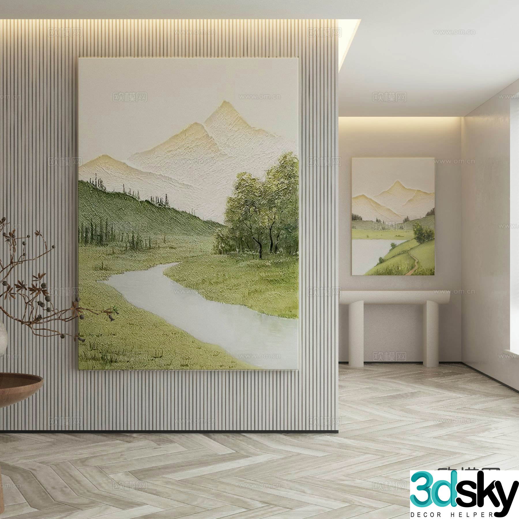 Modern oil painting landscape painting decorative painting 3d model