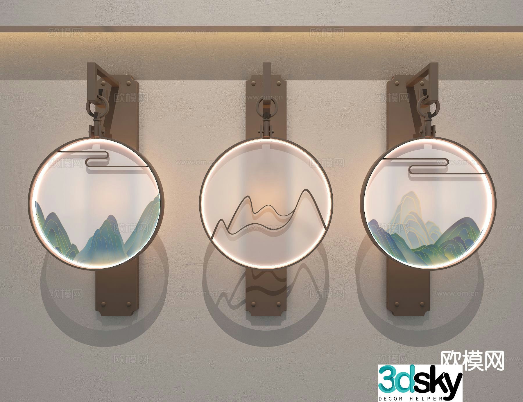 New Chinese style wall lamp 3d model