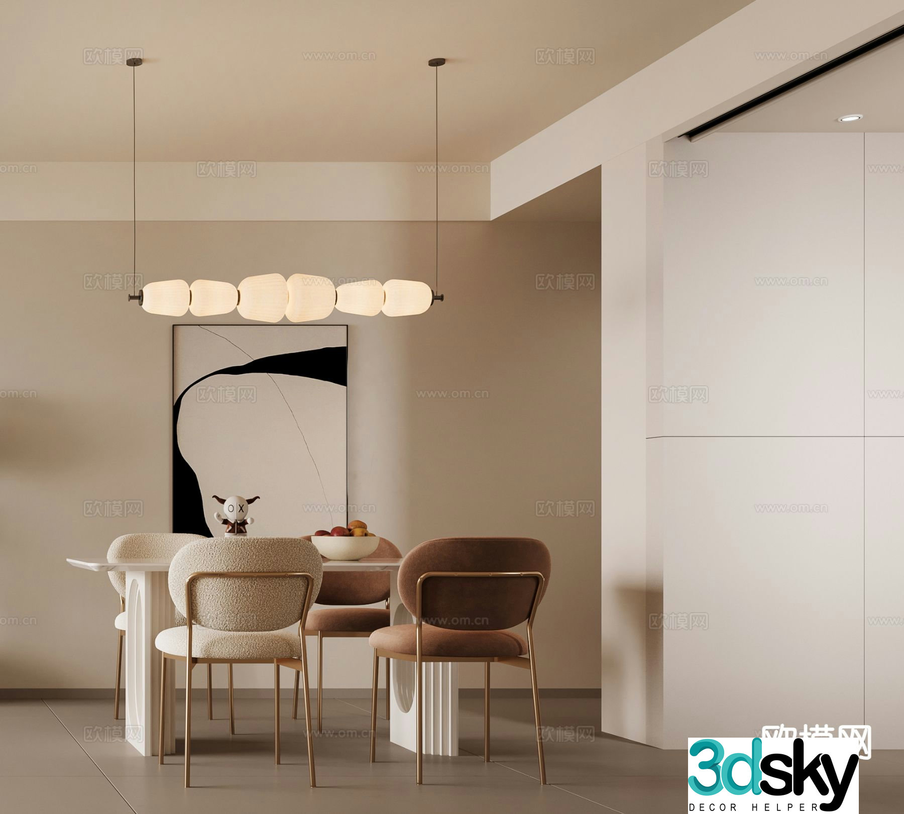 Cream style restaurant 3d model