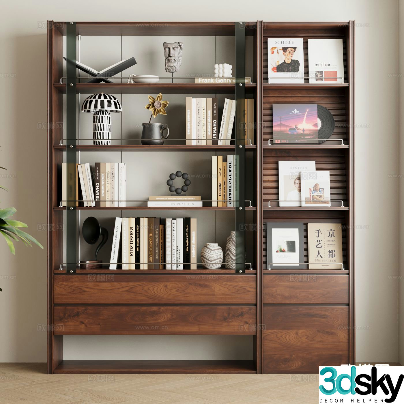 Medieval style bookcase bookshelf 3d model
