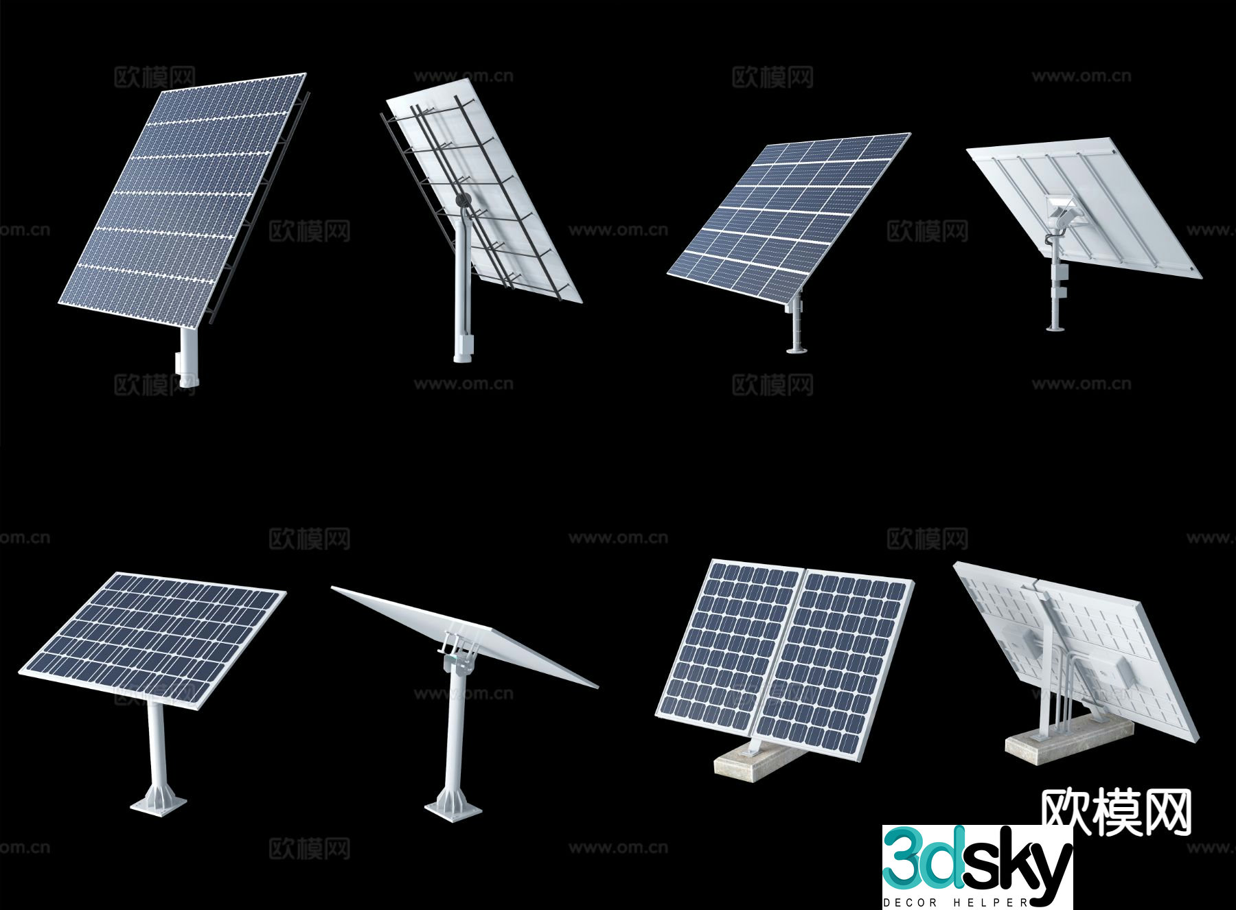 modern solar panel photovoltaic panel solar 3d model