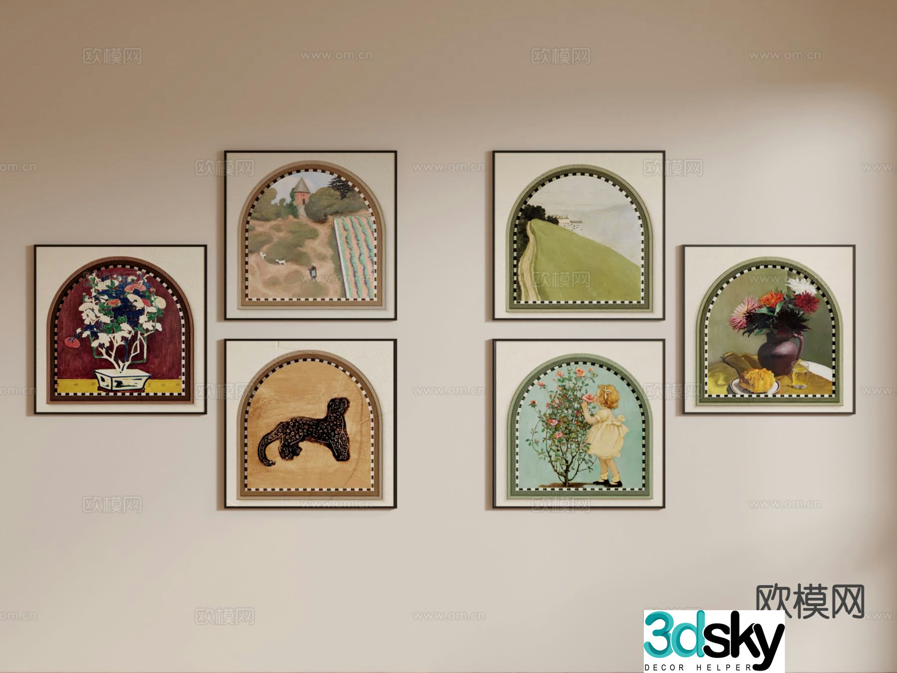 French decorative painting retro painting hanging painting 3D model