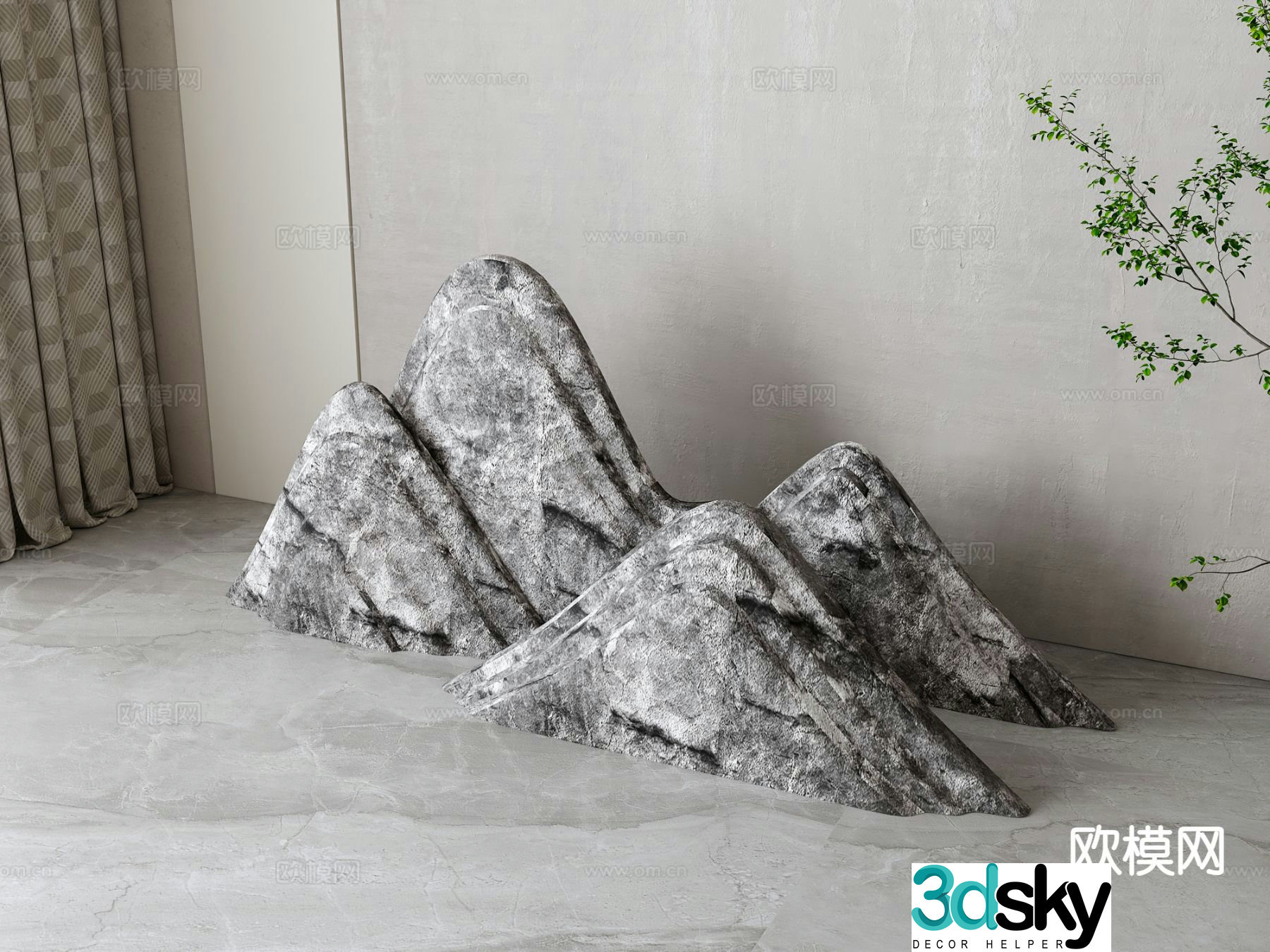 New Chinese style stone rockery 3D model