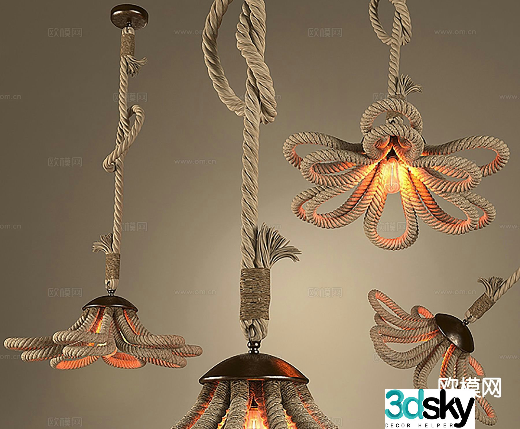 Wabi Sabi small chandelier bedside small chandelier 3d model
