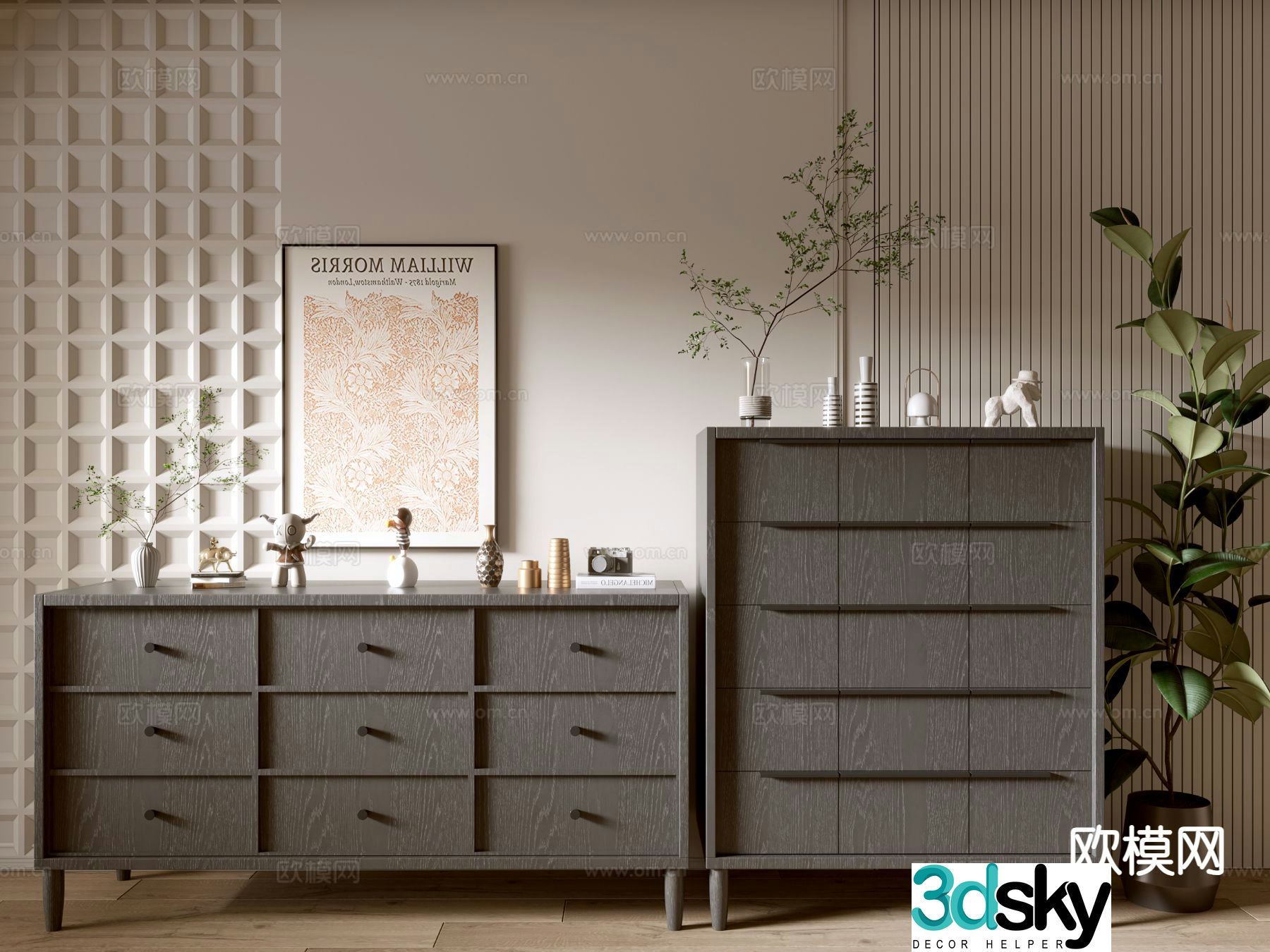 Modern side cabinet chest 3d model