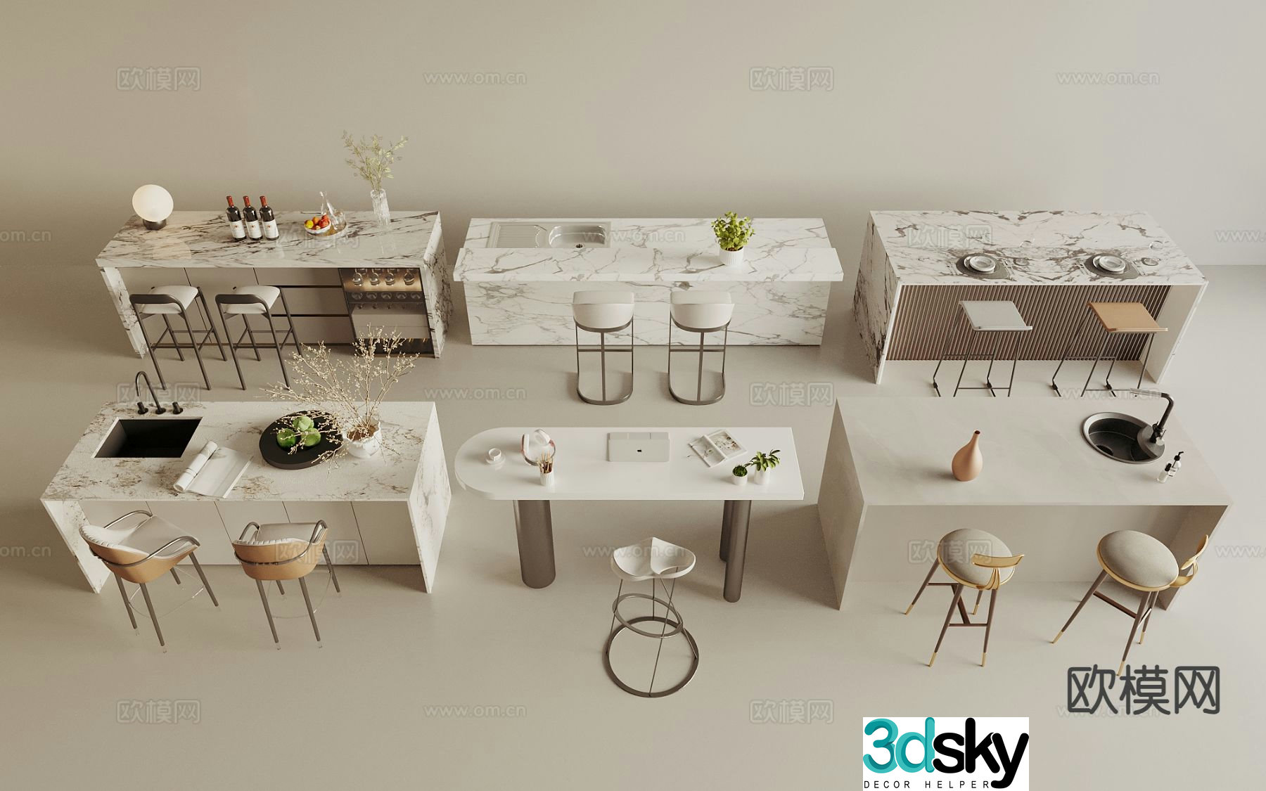 Modern bar stool 3d model
