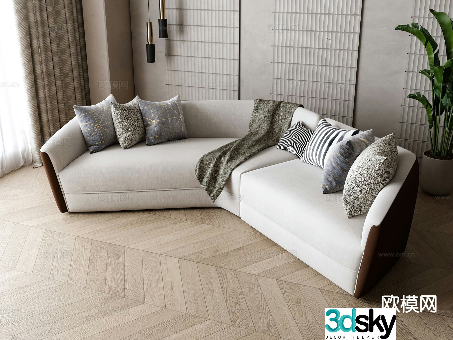 Special shaped sofa curved sofa 3d model
