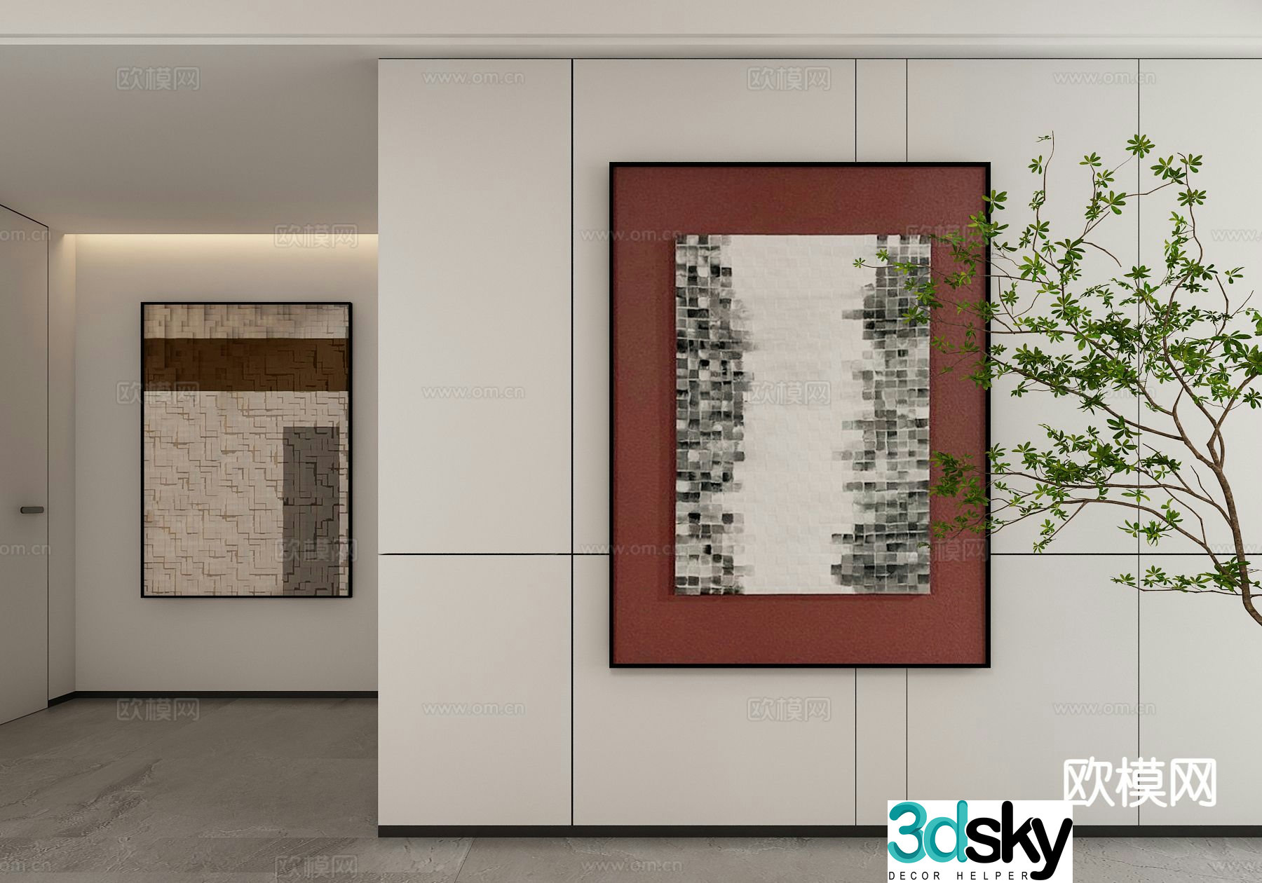 Modern art painting texture painting decorative painting 3d model
