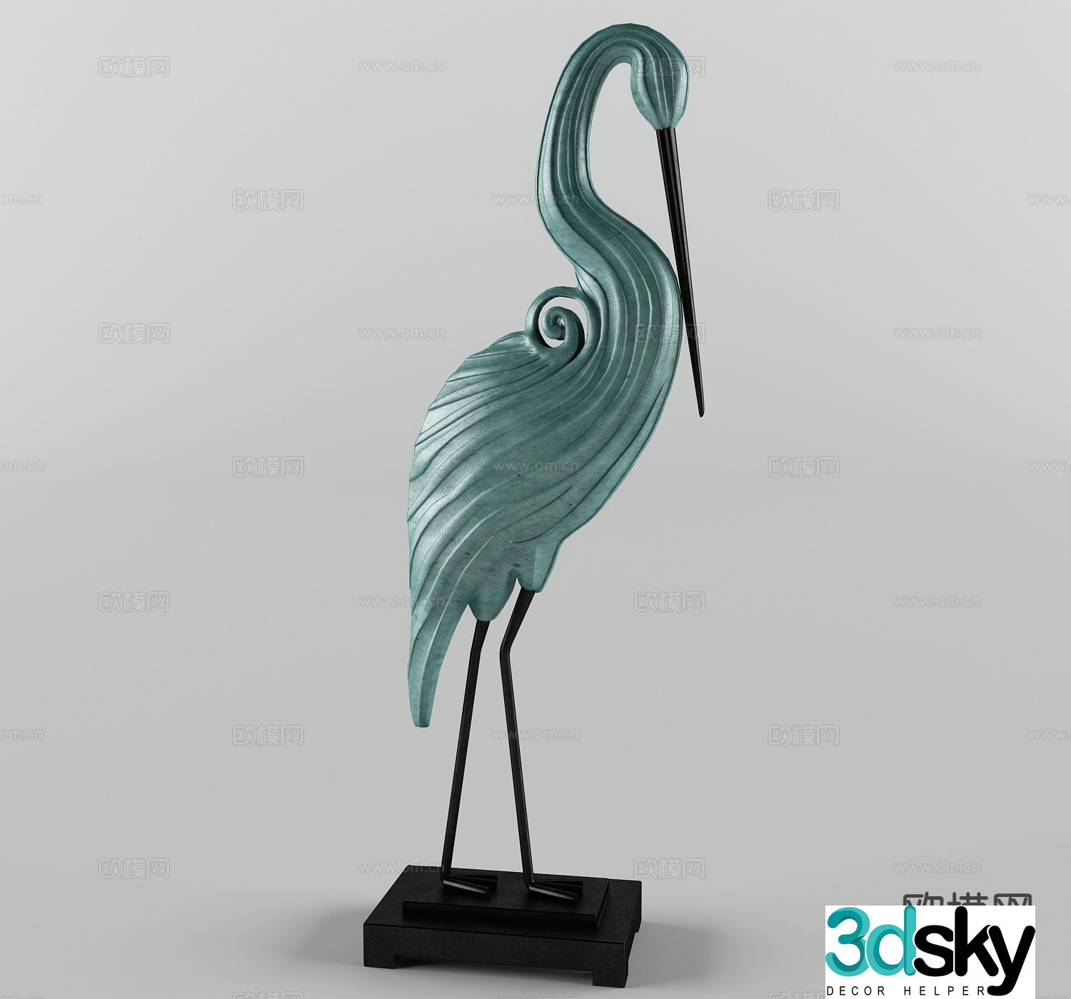 Red-Crowned Crane Sculpture Art Ornament 3D Model