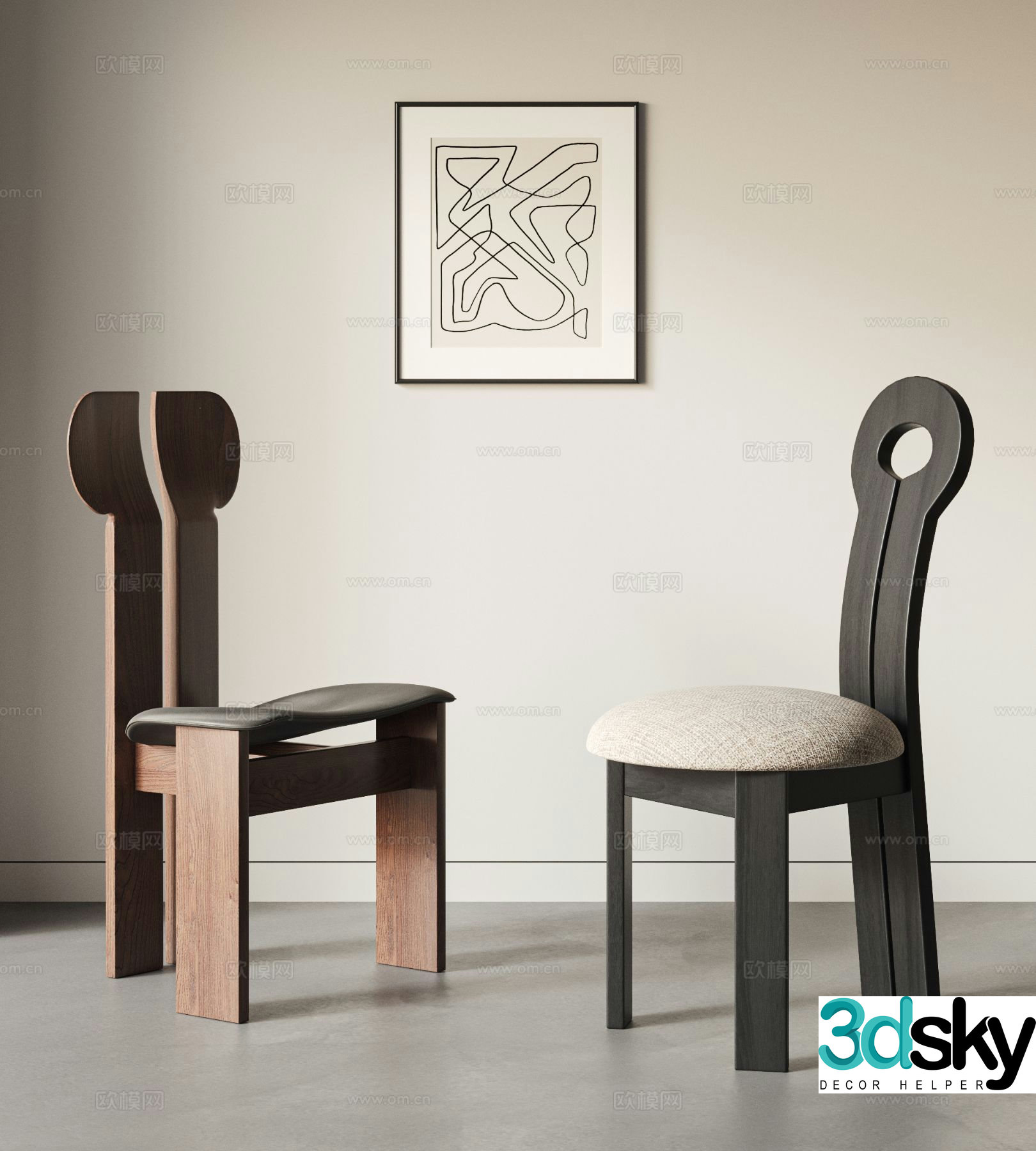 Medieval style chair single chair dining chair 3d model