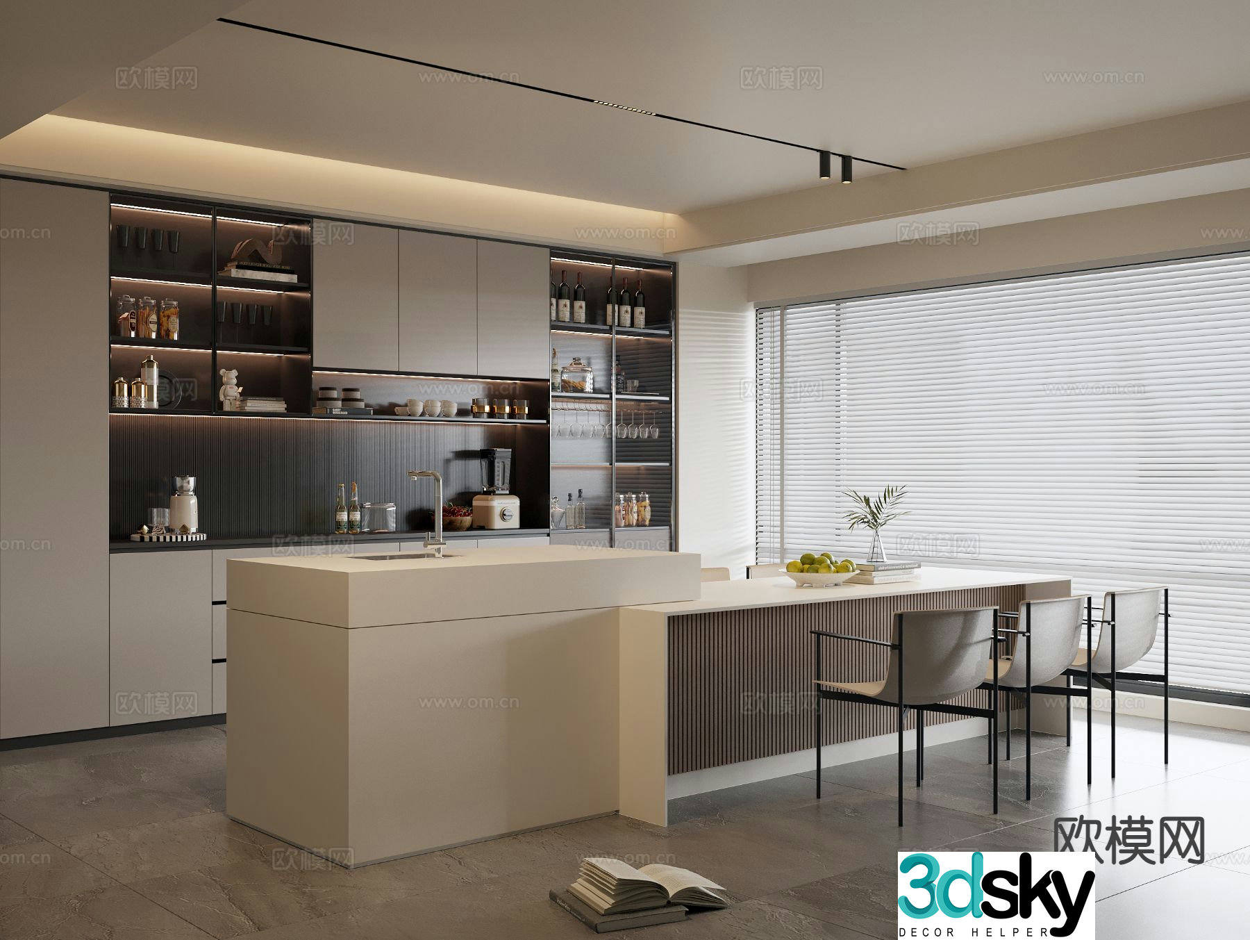 Modern island restaurant 3d model