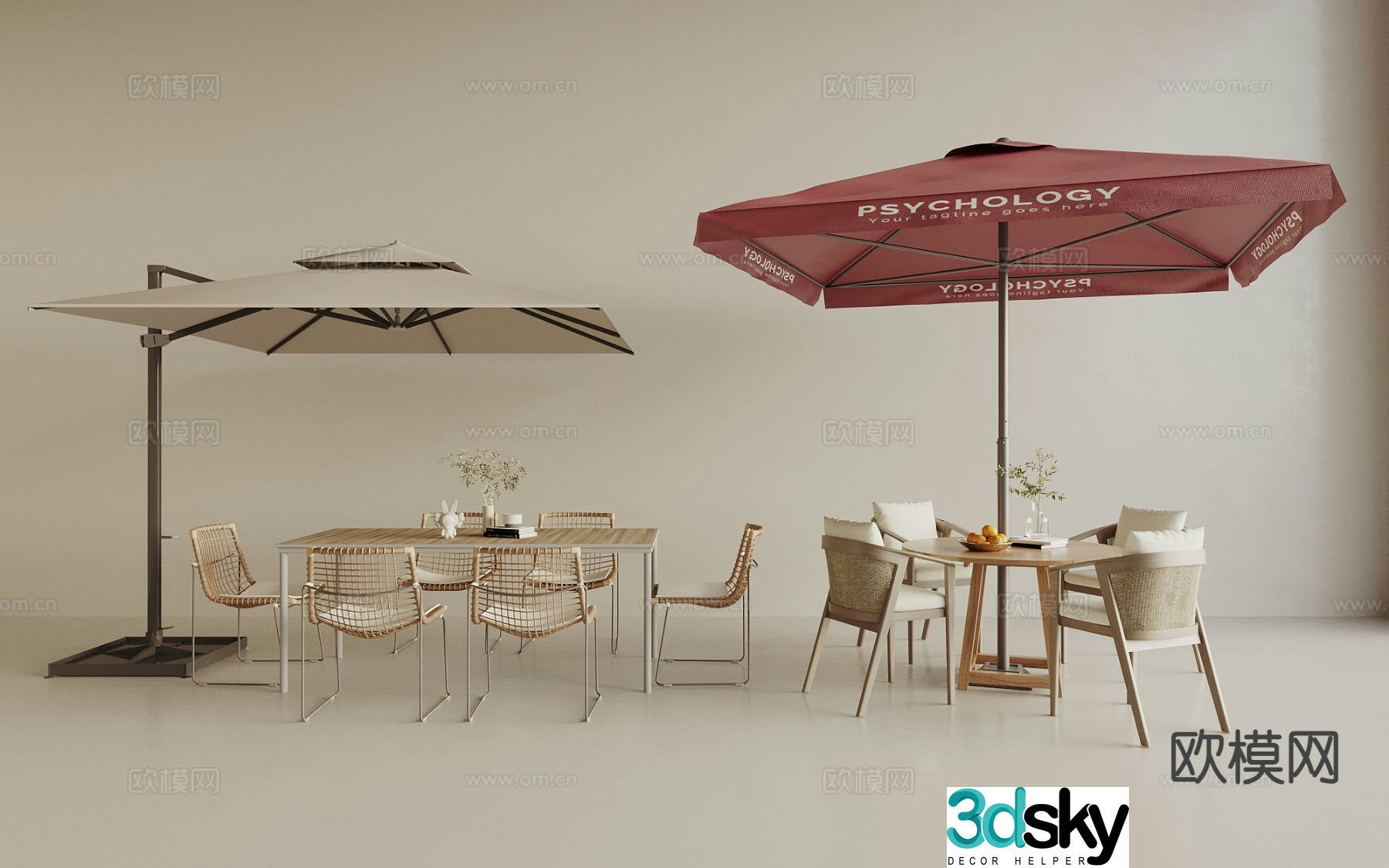 Modern outdoor leisure table and chairs 3d model