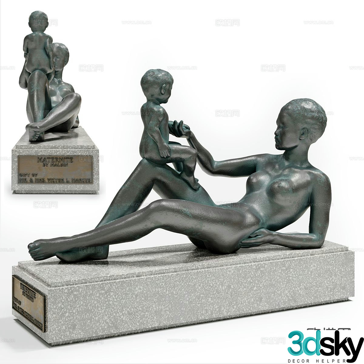 Mother and child sculpture portrait sculpture 3d model