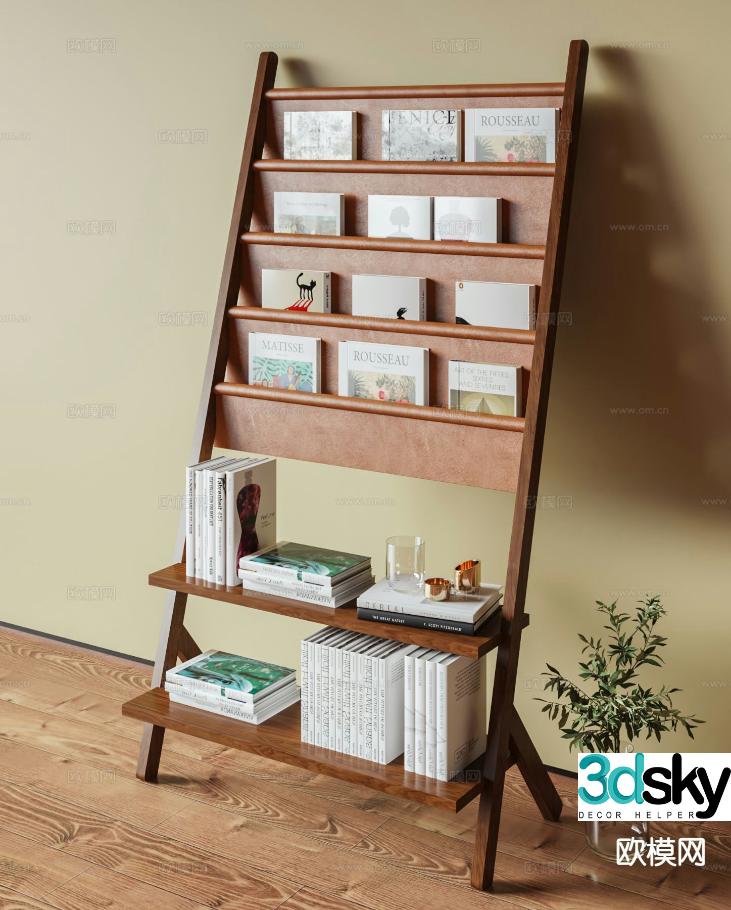 Medieval style magazine rack bookshelf 3d model