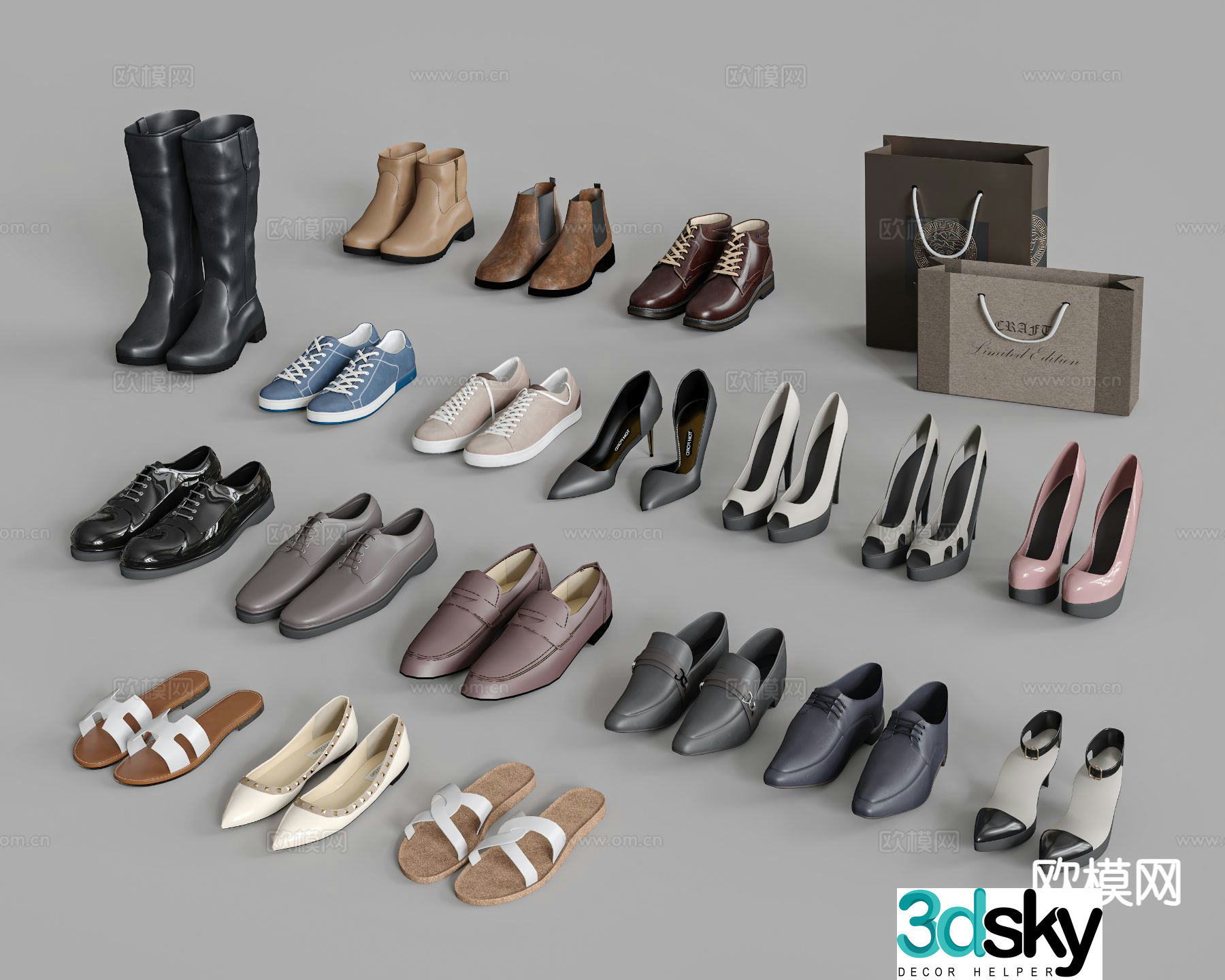Modern shoes men’s shoes women’s shoes high heels sandals 3d model