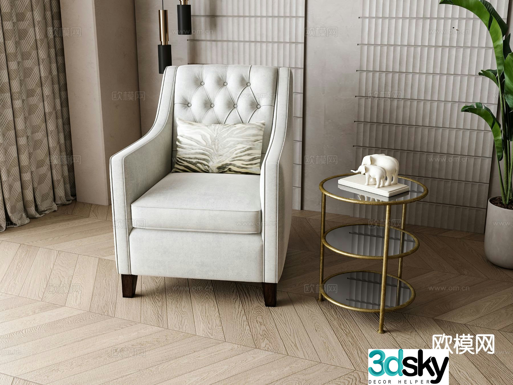 American chair leisure chair 3d model