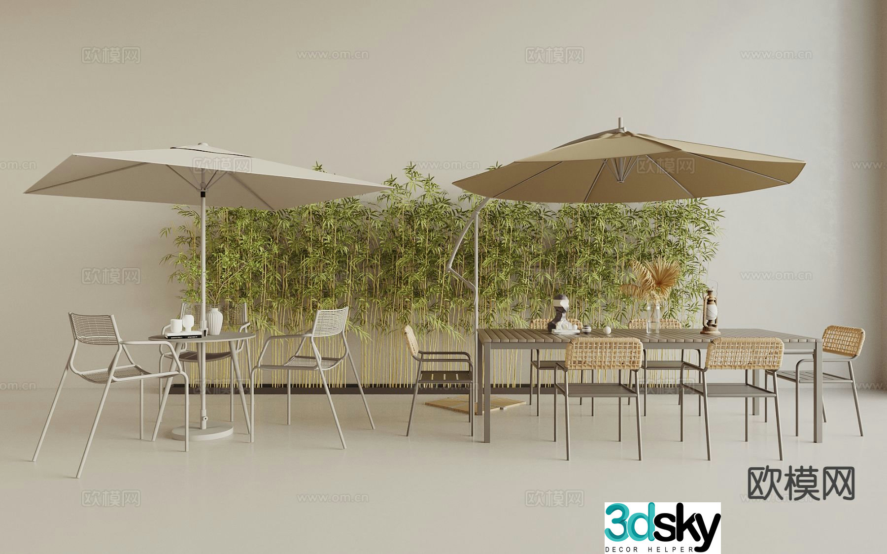 Modern outdoor leisure table and chairs 3d model