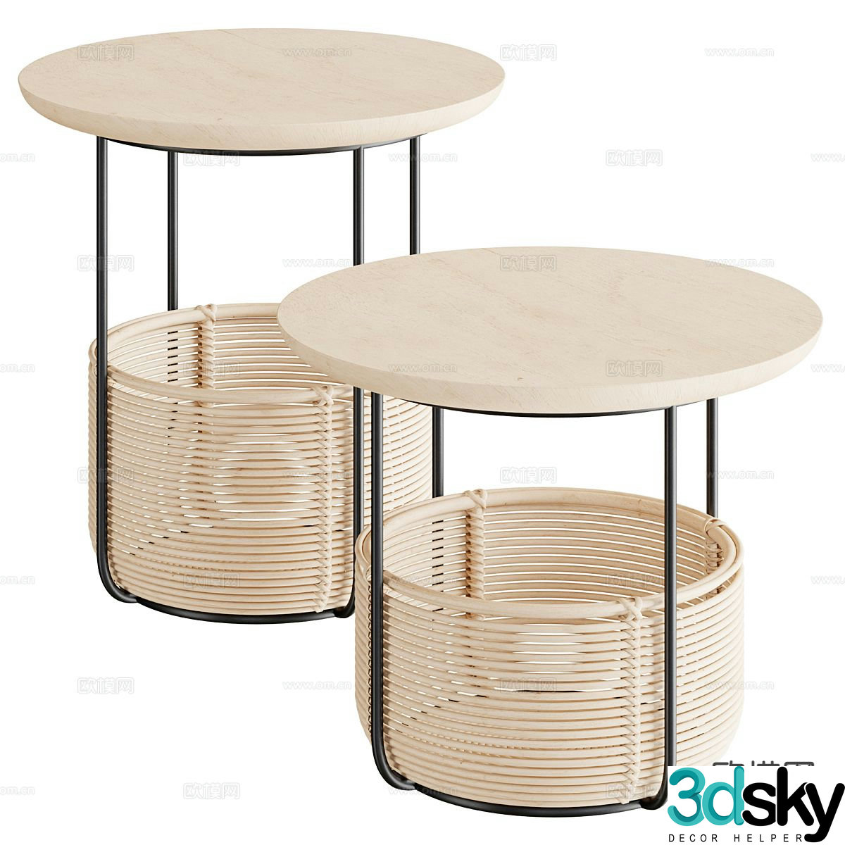 Modern corner table side table round table table table 3D model