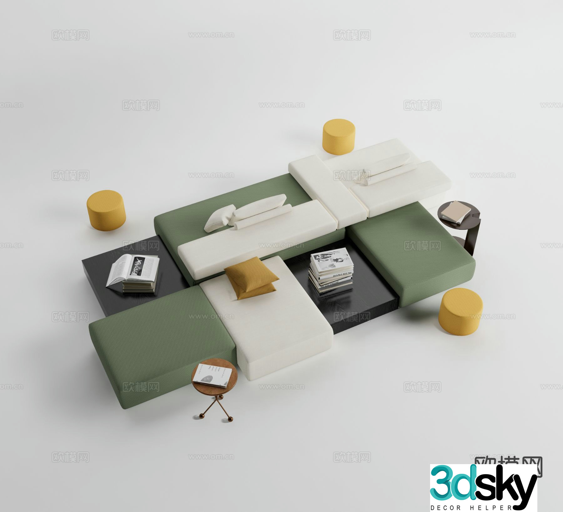 Modern office sofa double sided sofa 3d model
