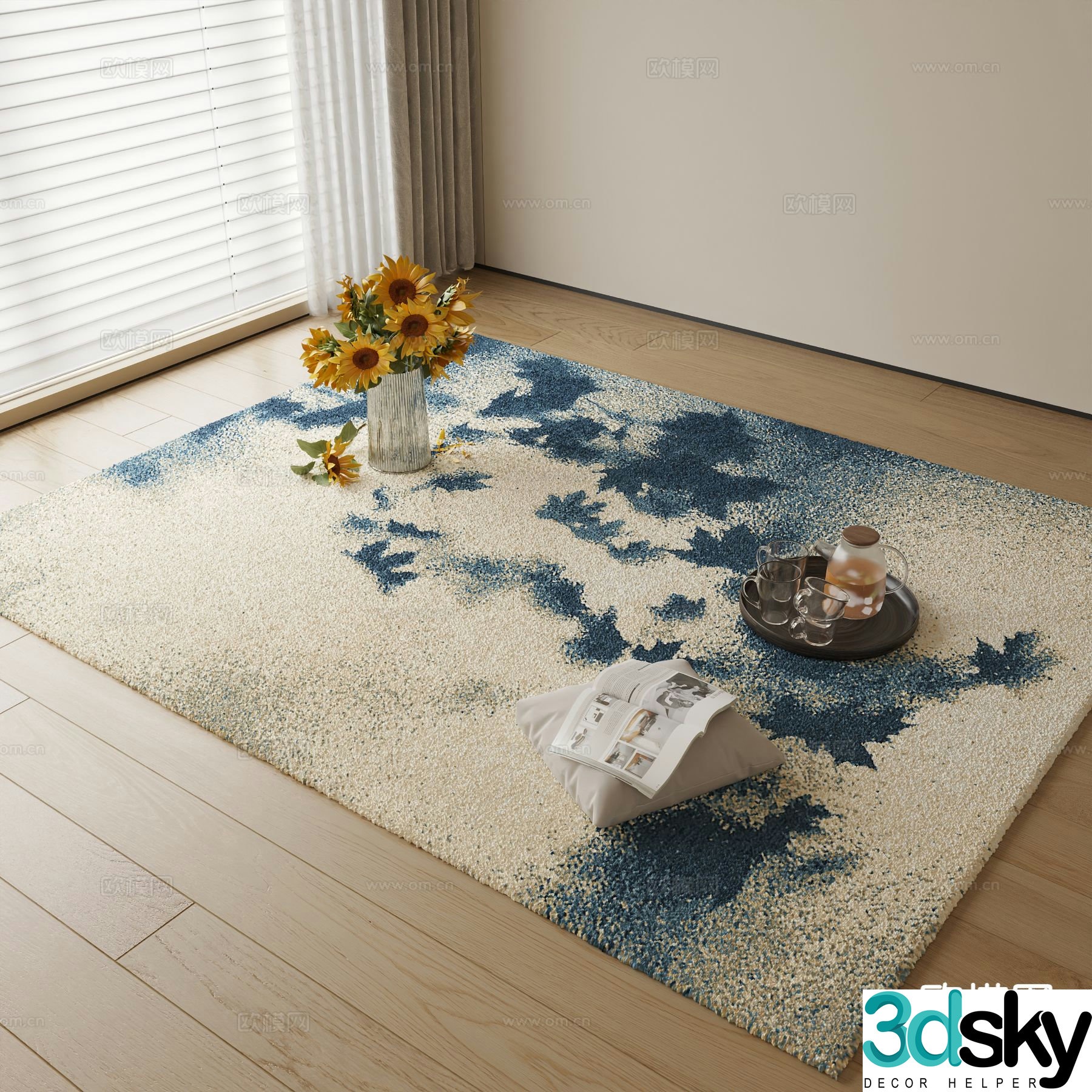 Decorative carpet square carpet 3d model
