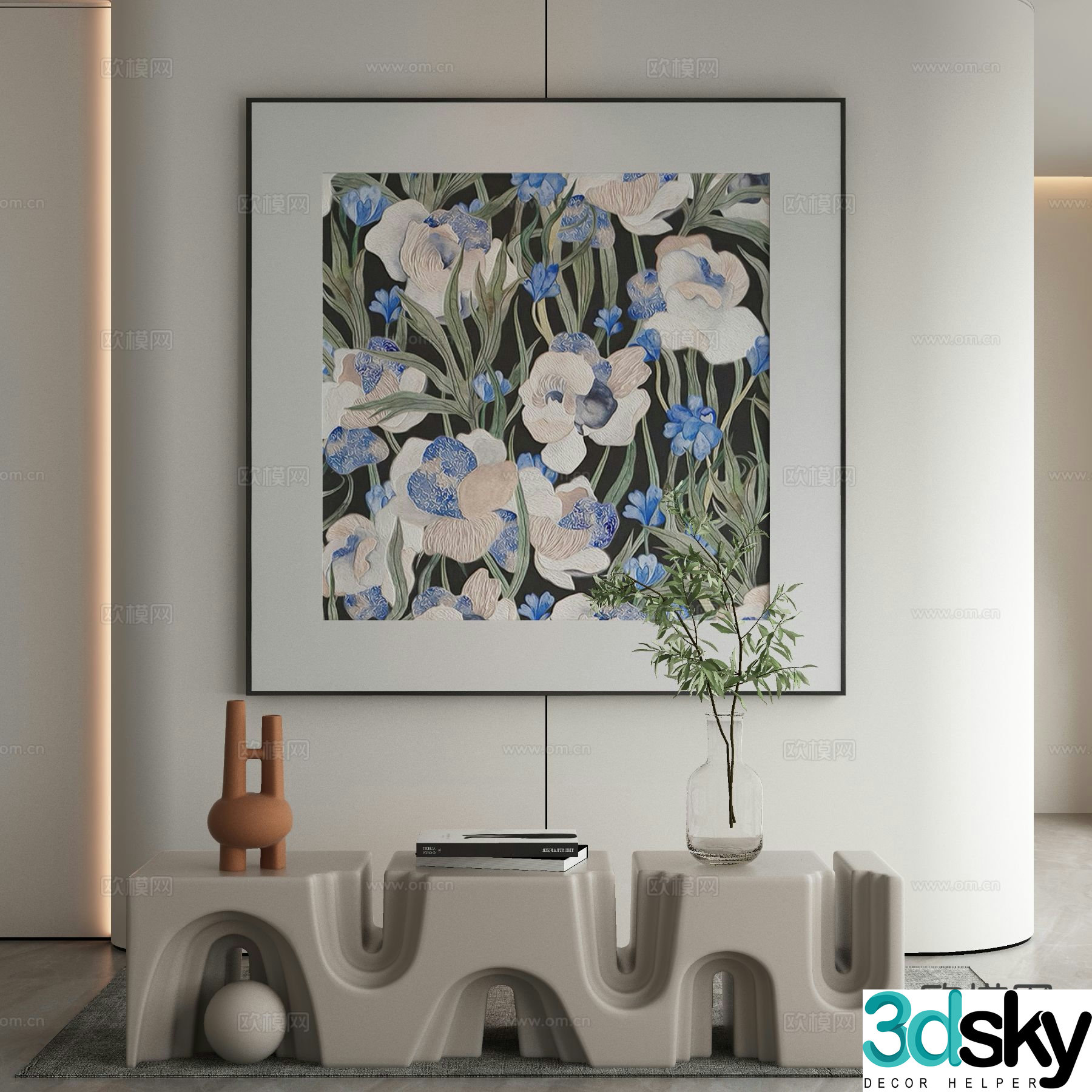 Wabi-sabi art painting flower painting decorative painting 3d model