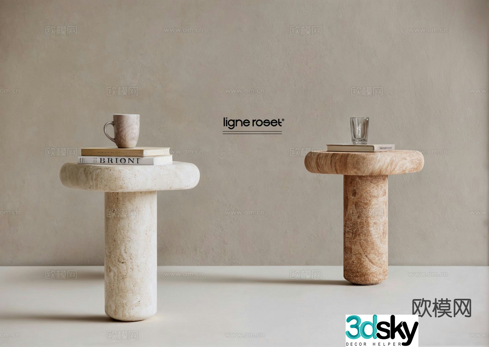Medieval style round table side table table table 3D model