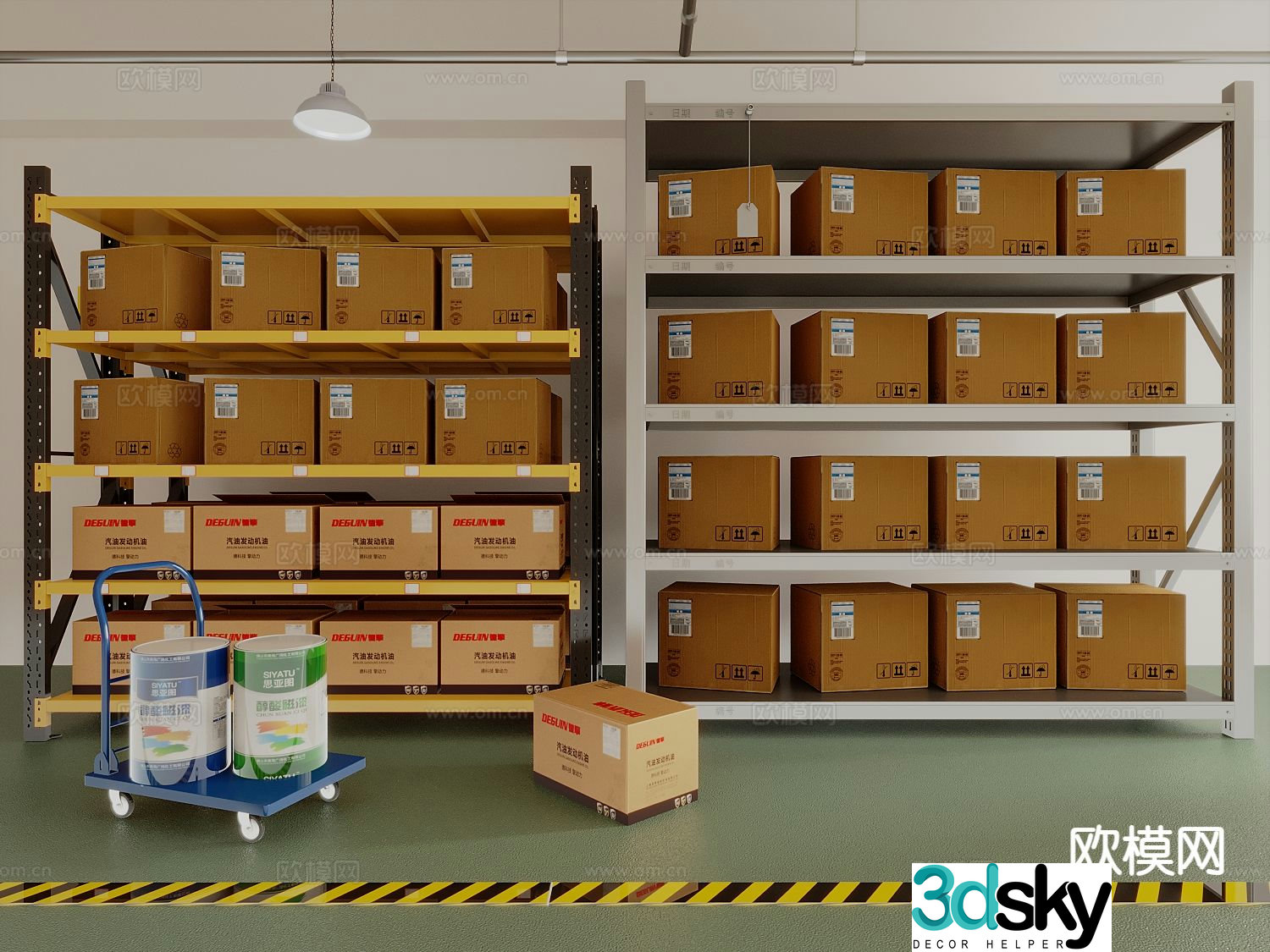Modern warehouse shelf goods 3d model