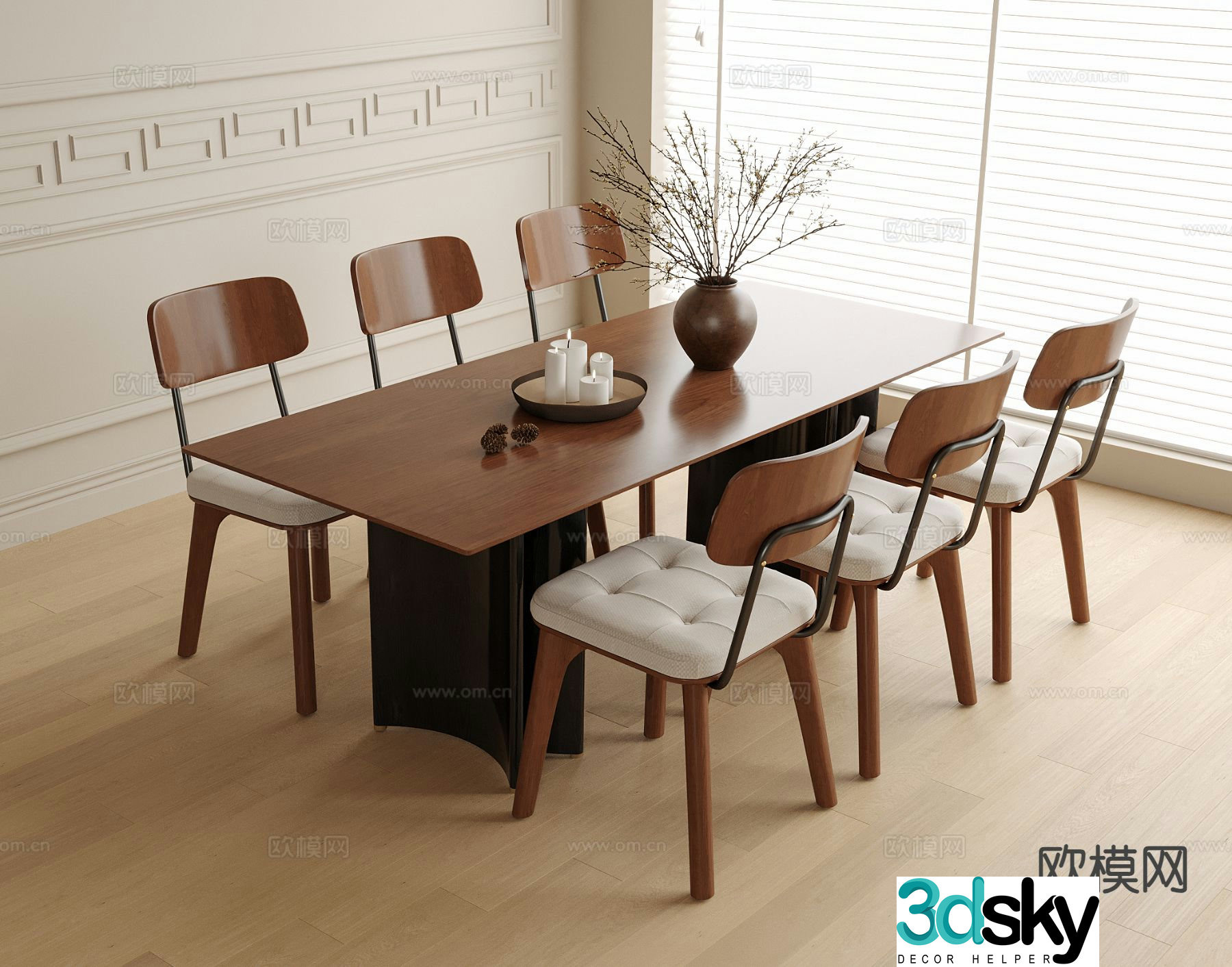 Medieval style dining table and chairs bar dining table 3D model