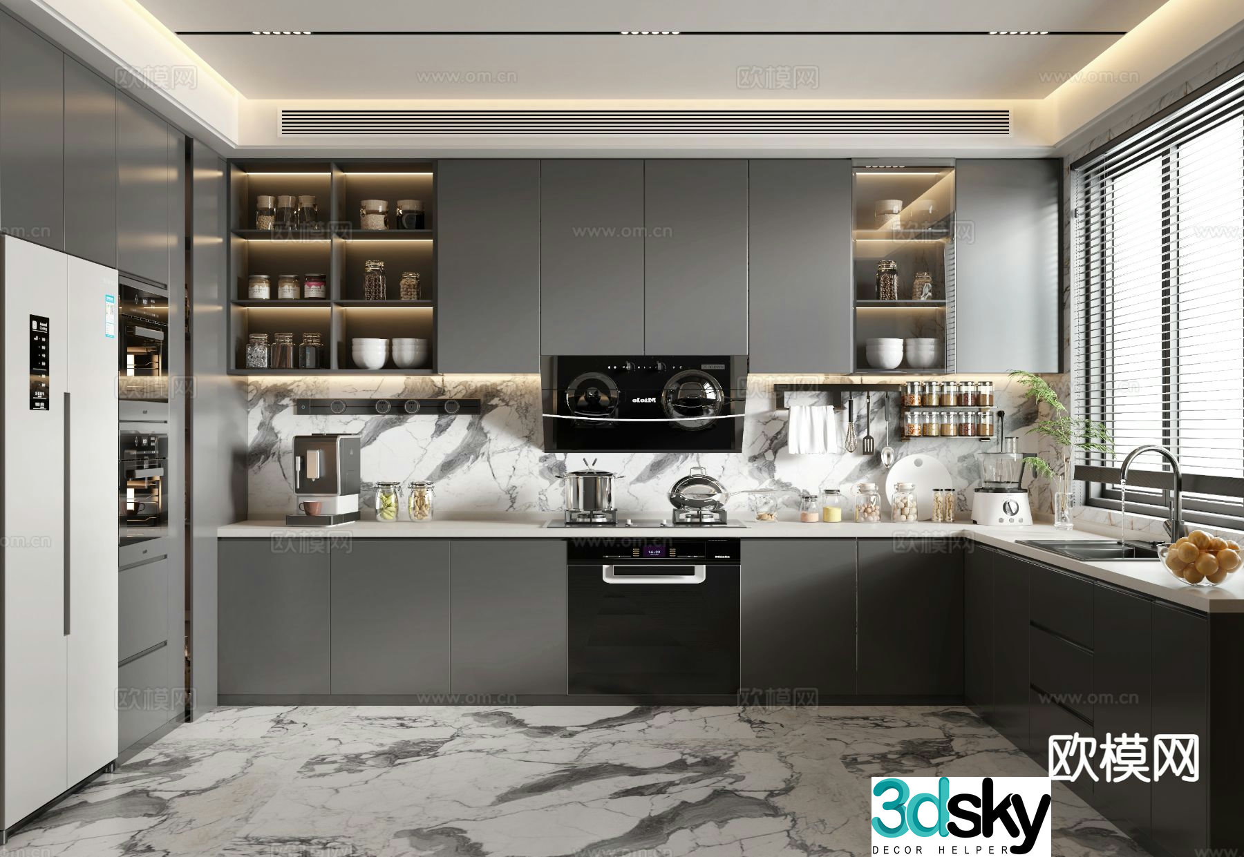 modern kitchen cabinet 3d model