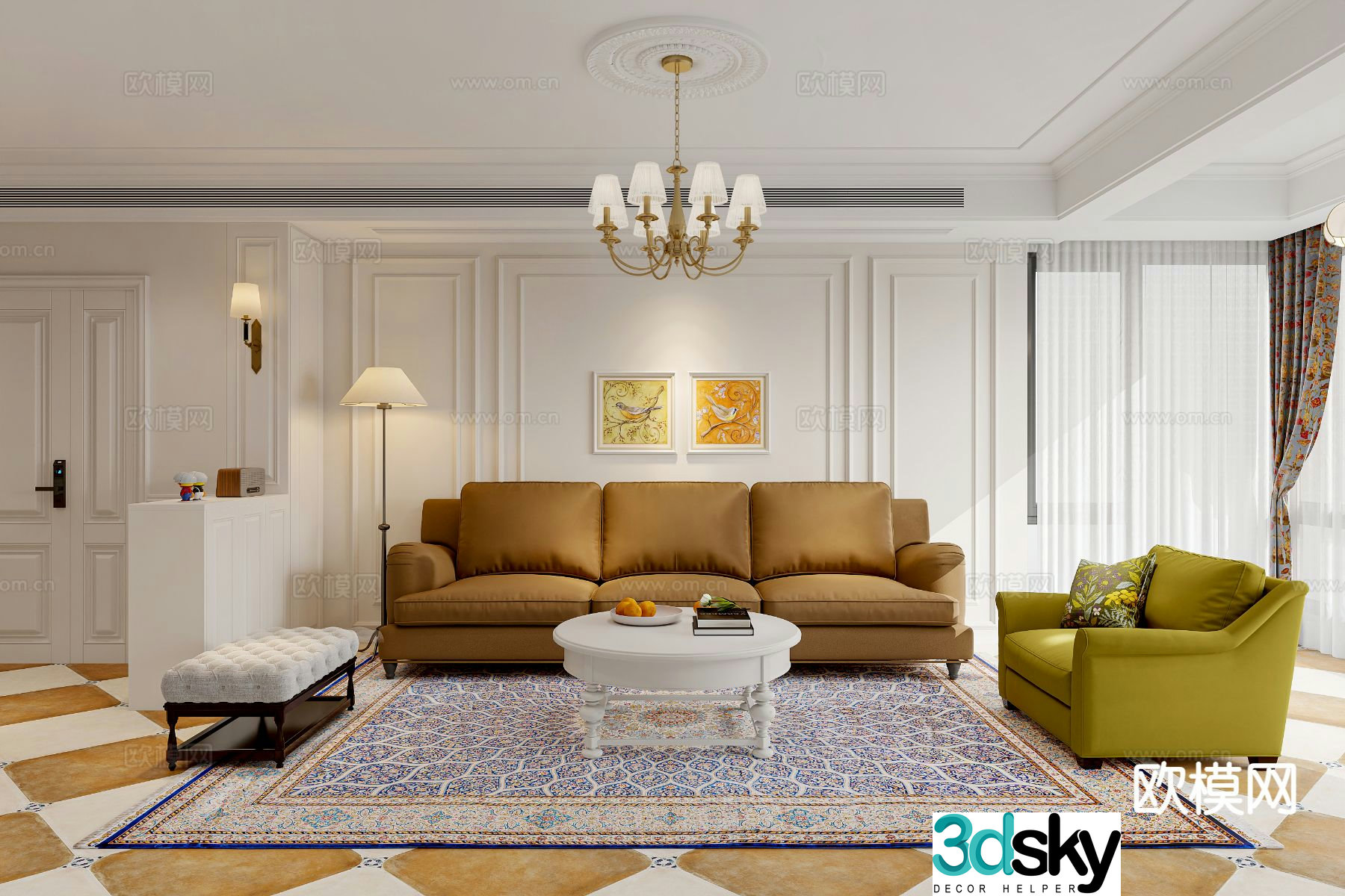 American living room 3d model