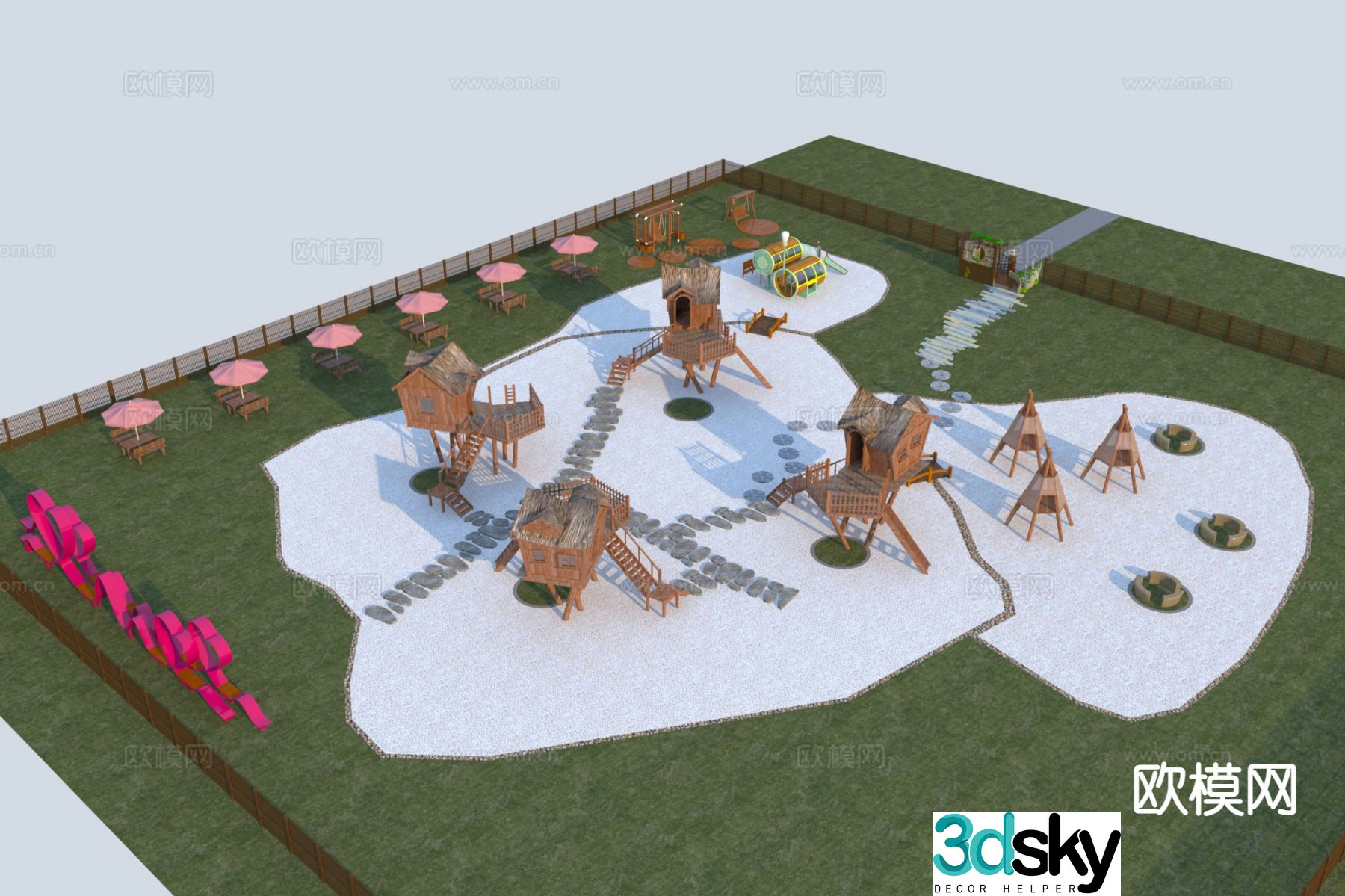 Modern outdoor facilities children's activity park 3D model