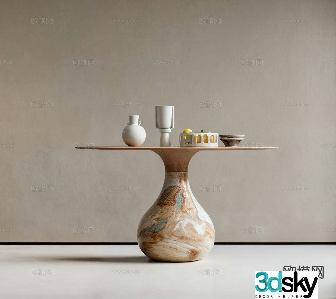 Medieval style round dining table 3D model