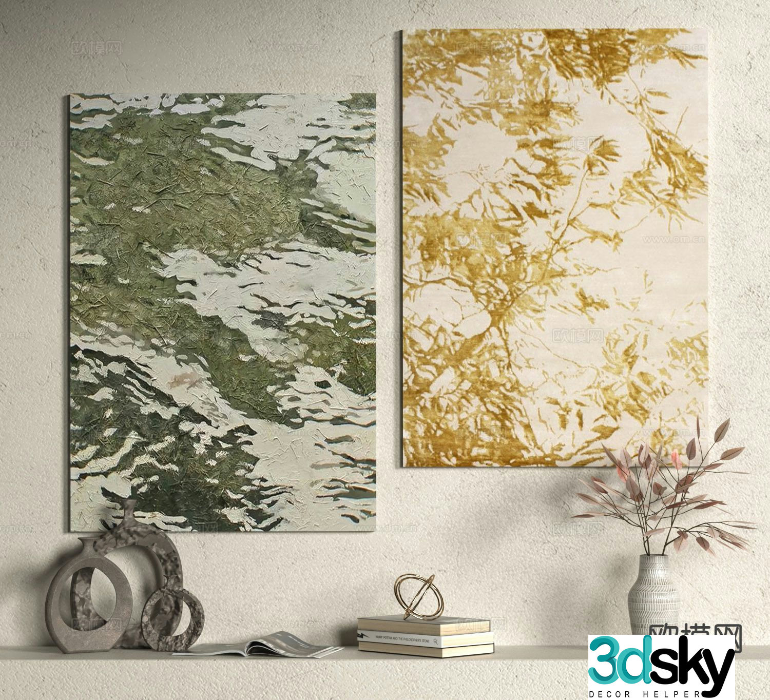 Wabi-sabi art painting texture painting decorative painting 3d model