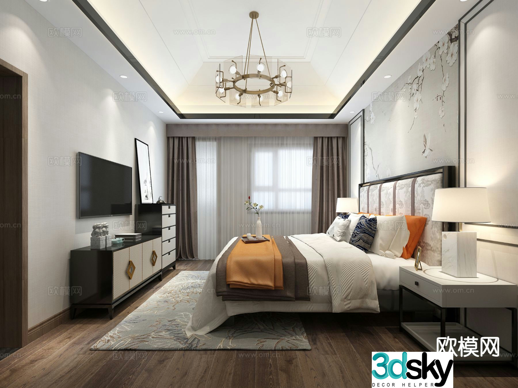 New Chinese style bedroom master bedroom 3d model