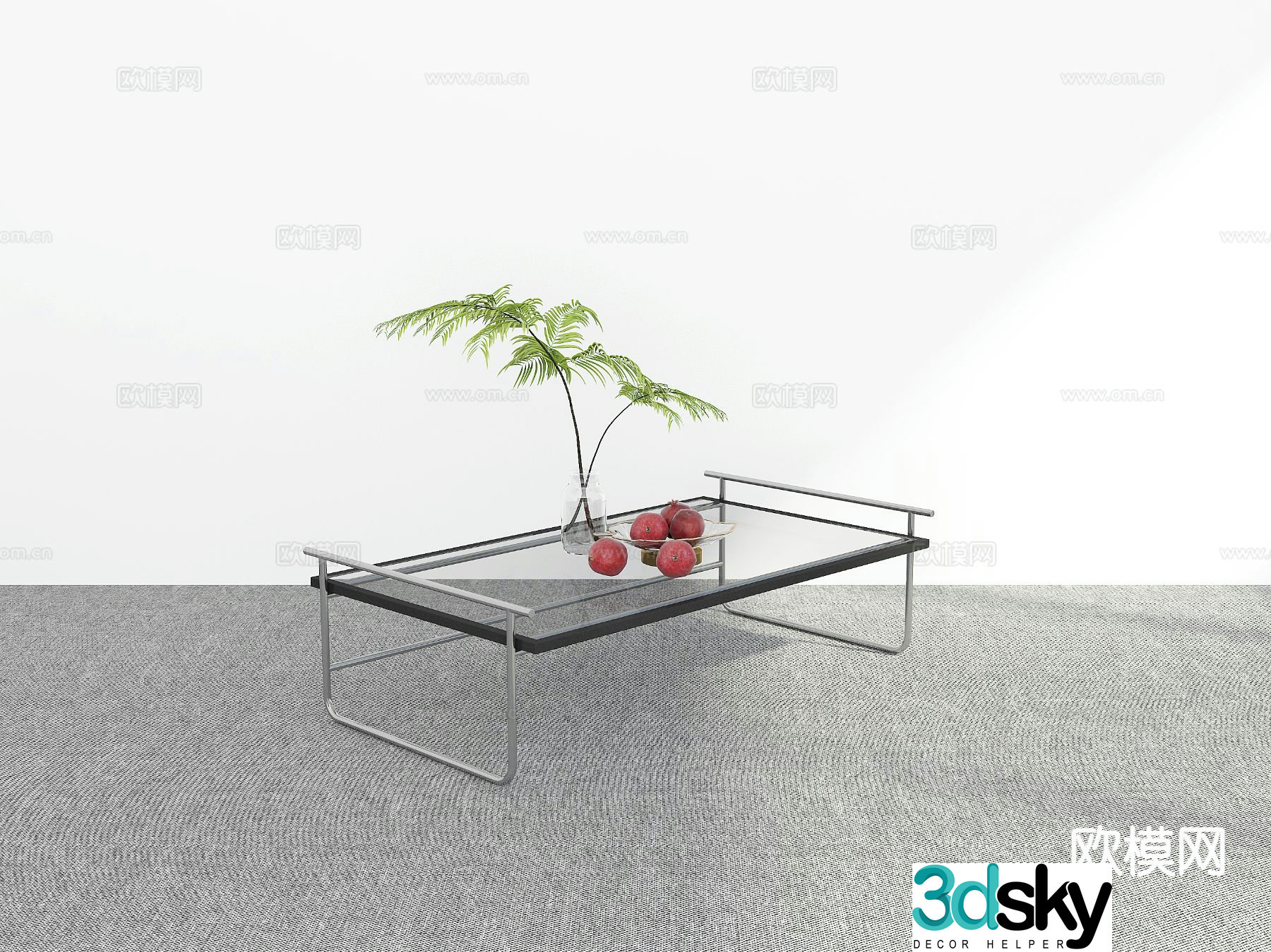 Glass coffee table square coffee table 3d model