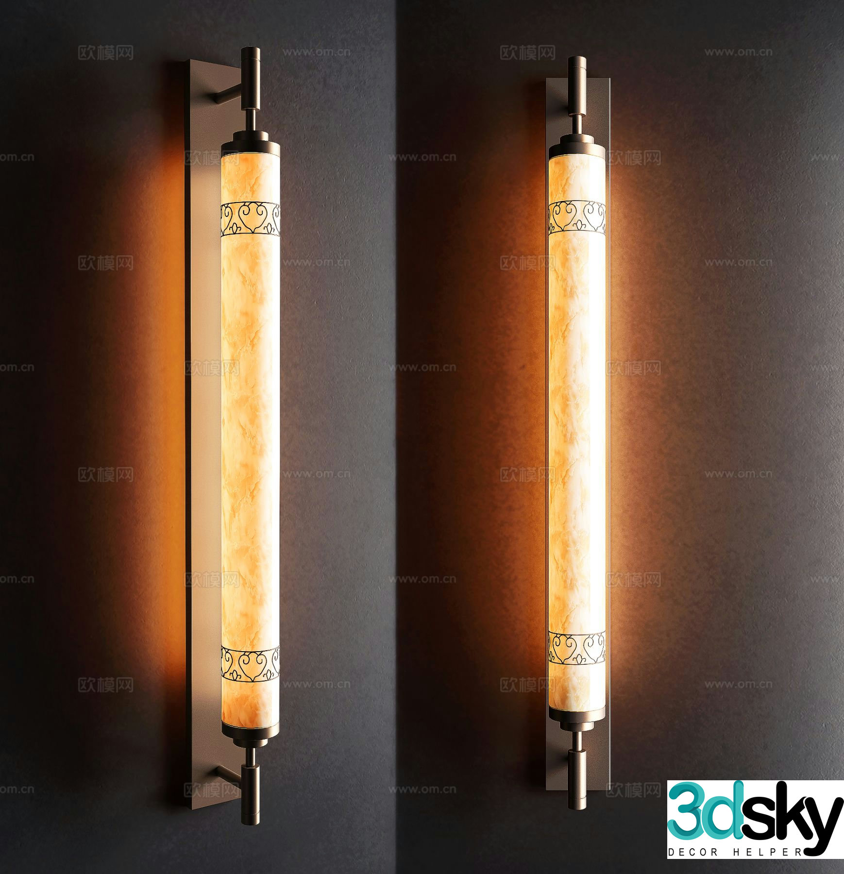 New Chinese style wall lamp marble wall lamp 3d model