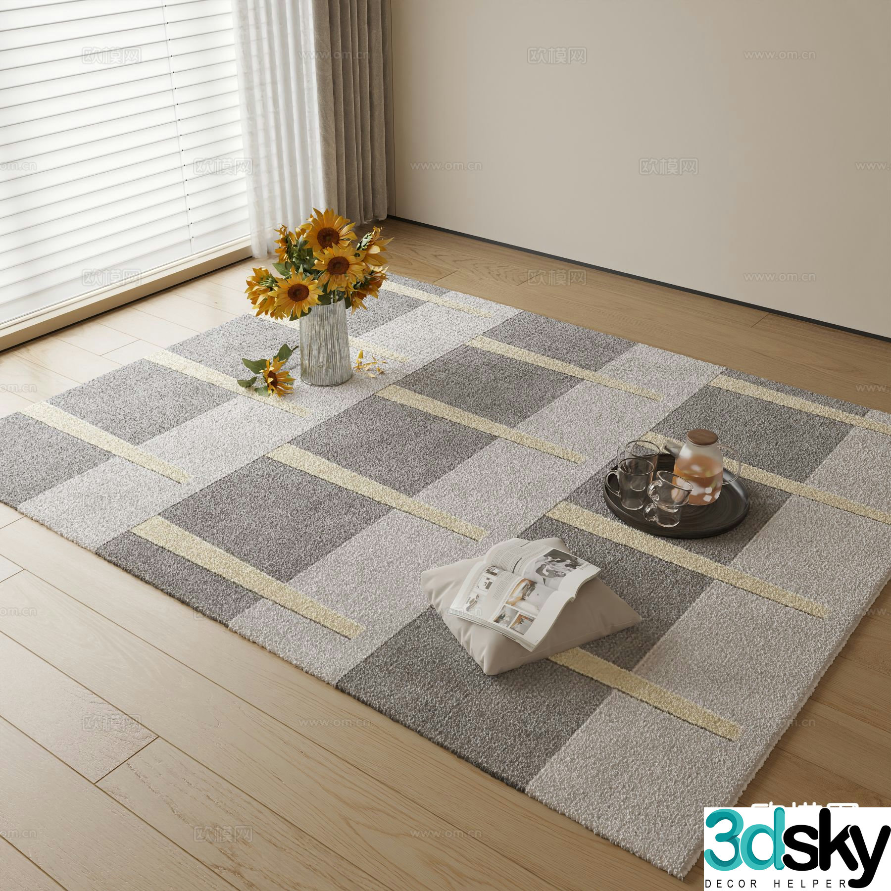 Decorative carpet striped carpet 3d model